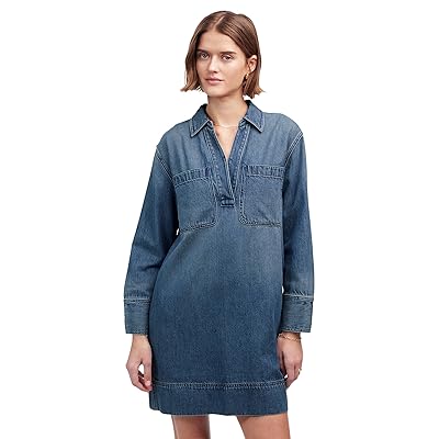 Madewell Long Sleeve Popover Mini Dress in Croswell Women