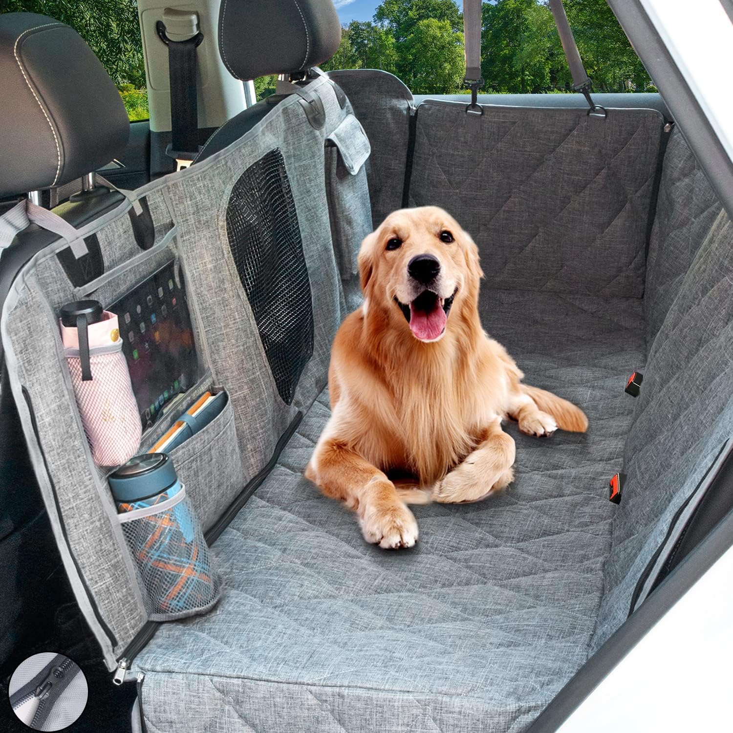 Hanjo Pets Car Dog Cover Back Seat Car Hammock for Dogs