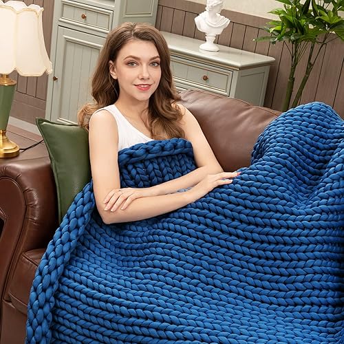 Miniatura 1 de yescool Mantas de punto con peso para adultos (60 x 80 pulgadas, 15 libras) Manta pesada de enfriamiento Queen, manta pesada lavable de punto de