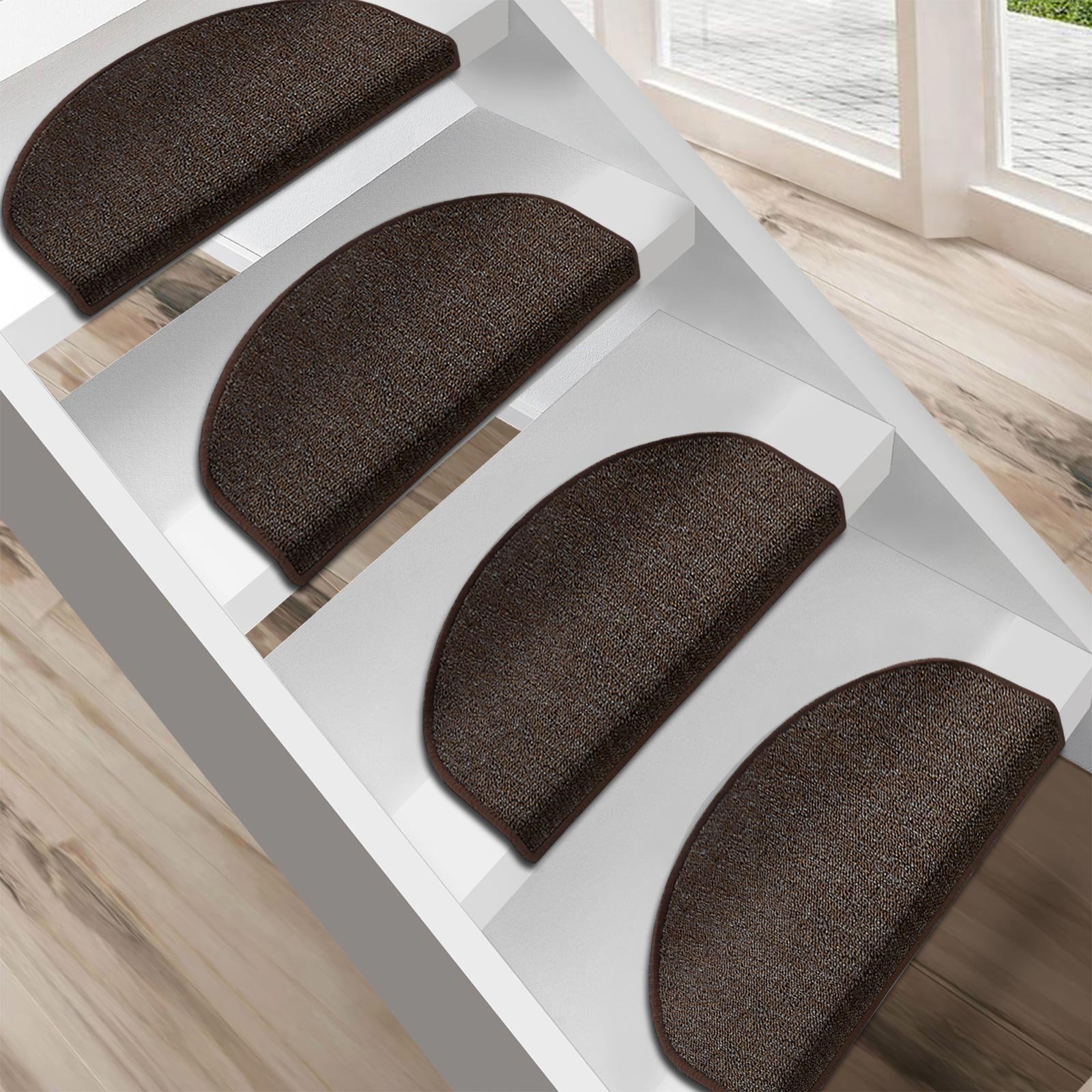 Set di 15 tappetini autoadesivi per scale, per la sicurezza, antiscivolo, per bambini, anziani e animali domestici, 76 x 20 cm, colore: nero