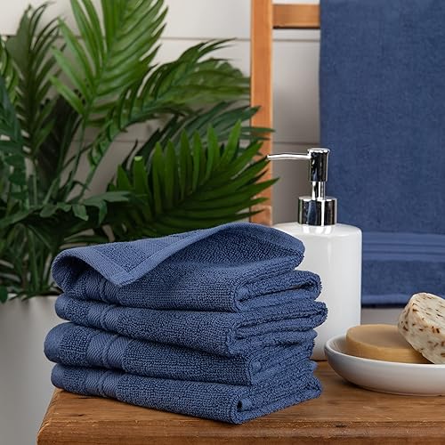 Sticky Toffee Washcloths Set of 4 - 100% Cotton Blue(Blue)