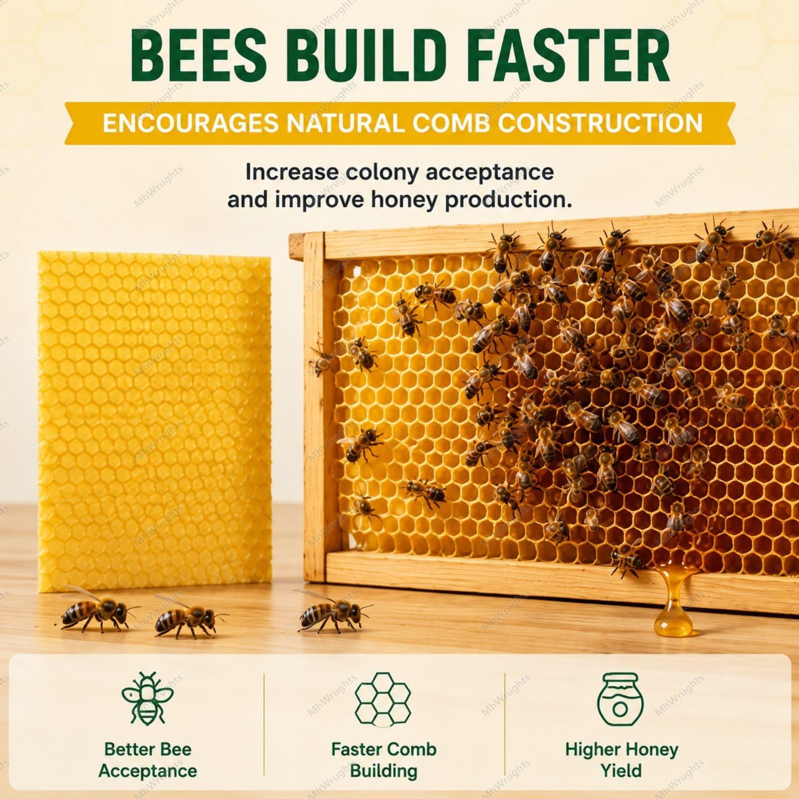 Macchina Manuale per la Produzione di Fogli di Cera d'api in favo, Mulino a rulli per Fogli di Cera d'api 50 x 280 mm, pressa di precisione per goffratura a Nido d'Ape 4.9㎜