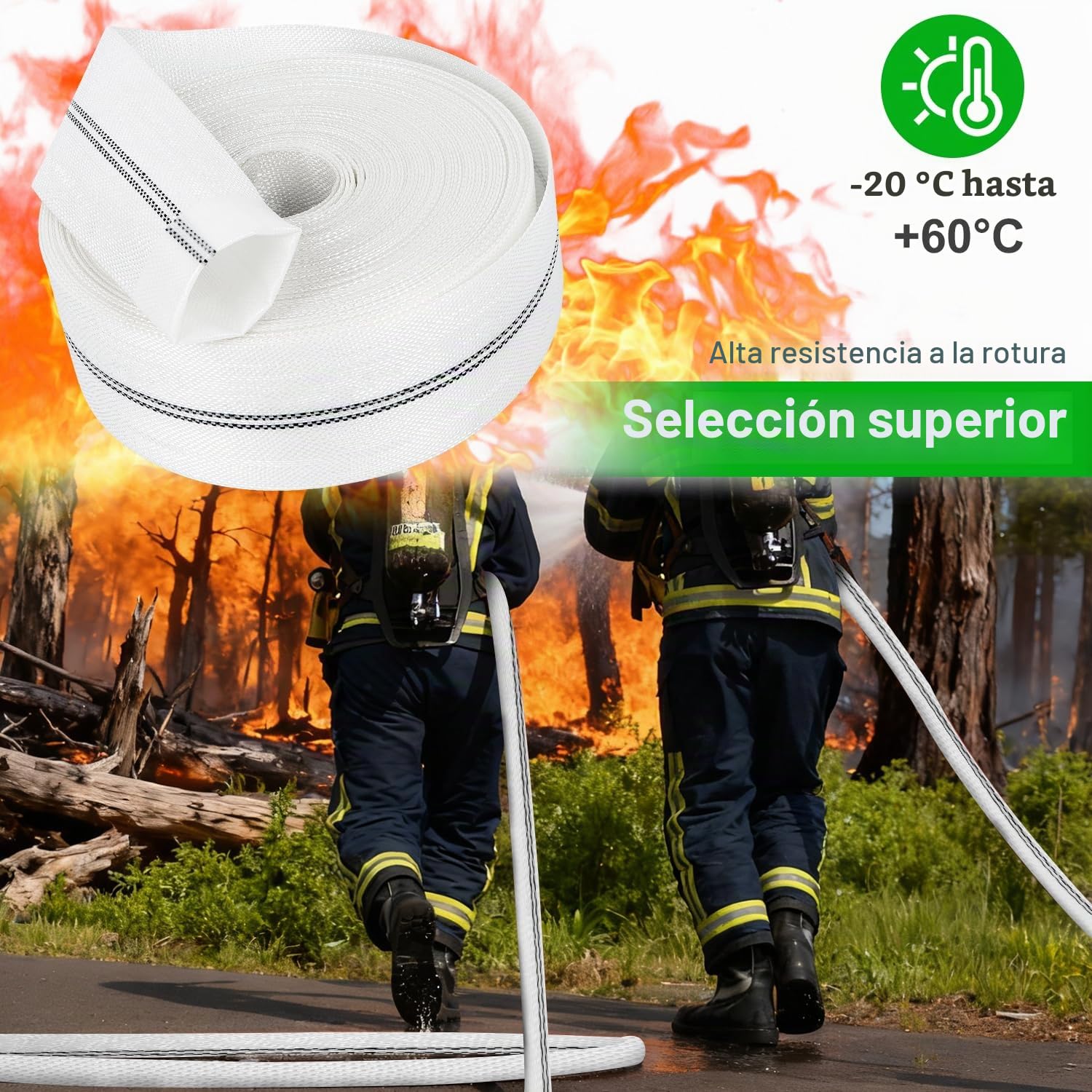 KOVSGQ Manguera Plana Ø 1 1/2 Pulgadas Manguera De Evacuación 20mx38mm Manguera De Tejido con 4 abrazaderas Mangueras Industrial para Bomba De Agua Sumergible o Bomba Aguas Sucias