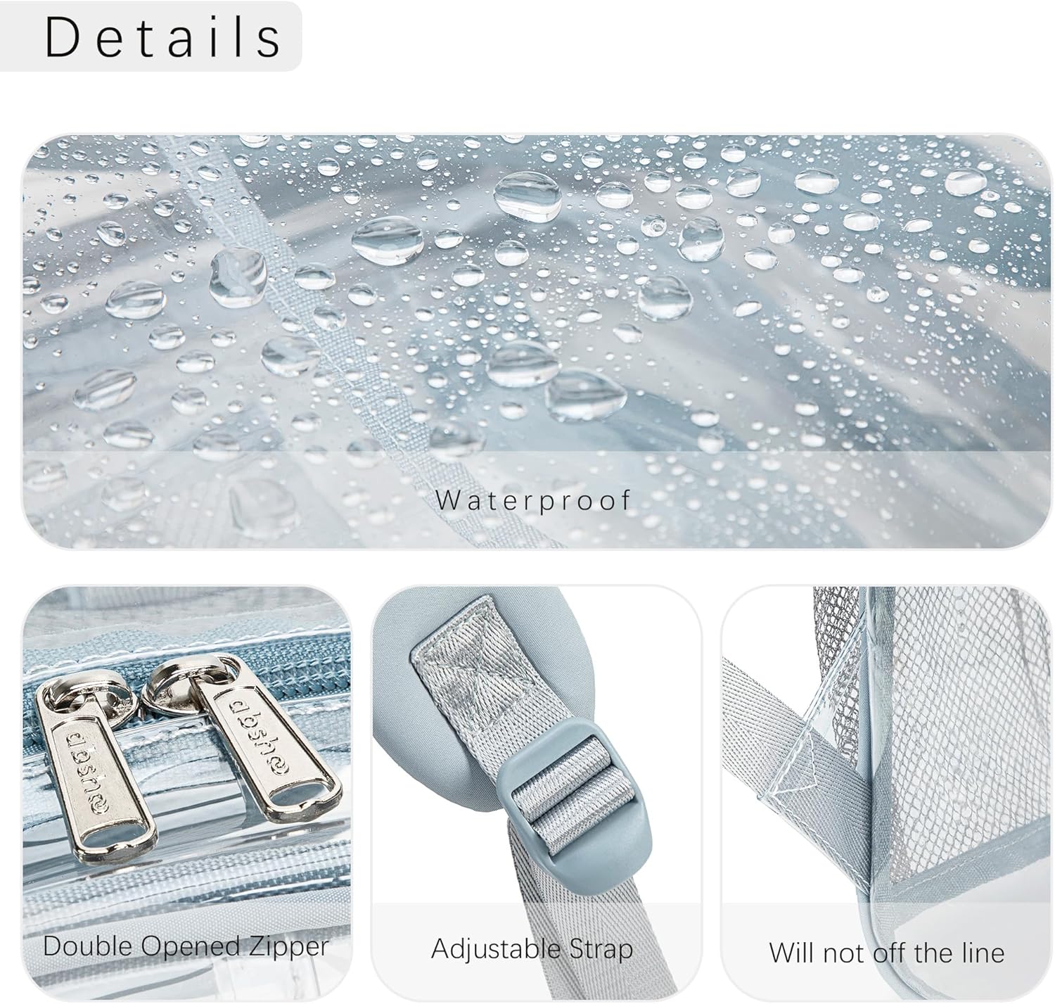 abshoo Large Clear Backpack For Girls Women Heavy Duty Clear Bookbag for School Transparent Backpack (Baby Blue) - Image 5