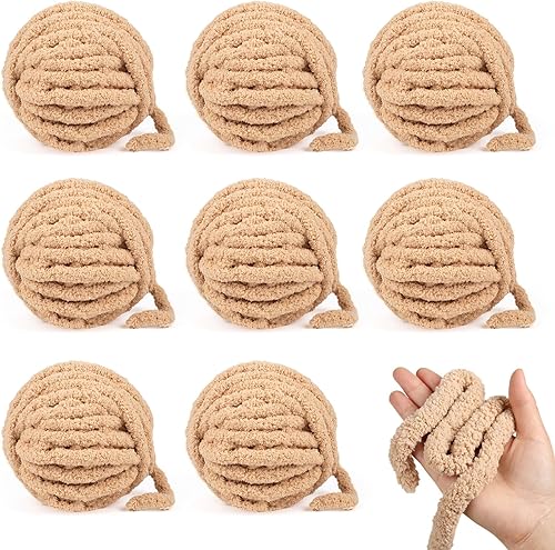 Paquete de 8 hilos de felpilla gruesos jumbo, 72 onzas, 245 yardas (734.9 ft), hilo grueso 4 blanco y 4 verde salvia para tejer a mano, cojines,