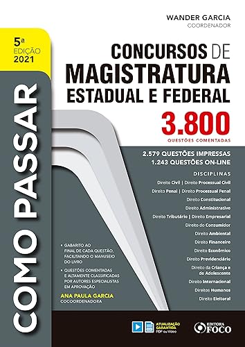 Concursos de magistratura estadual e federal: 3.800 questões comentada (Como passar) (Portuguese Edition)