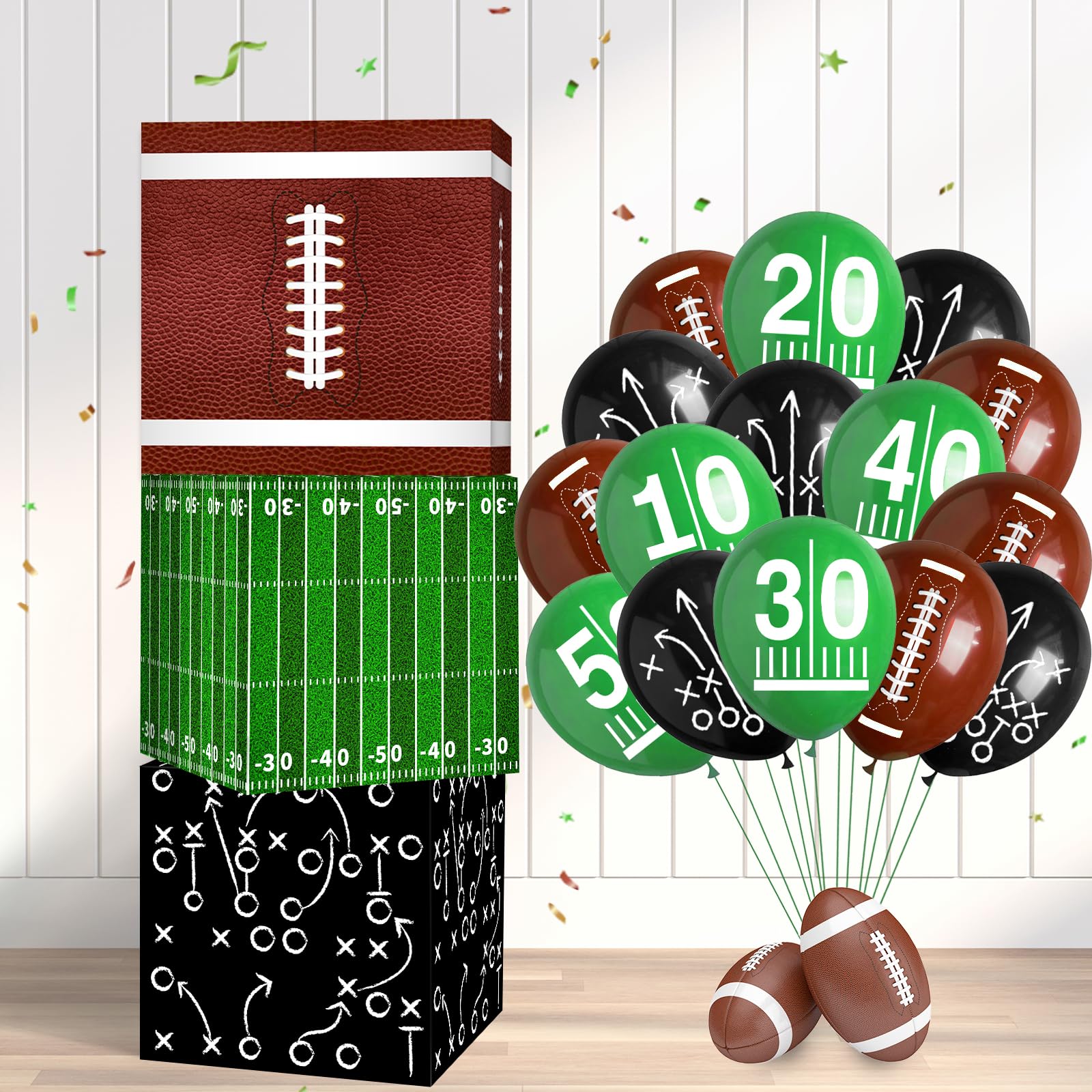 Football Party Decorations 18pcs Football Balloon Boxes for Gameday Birthday Tailgate Touch Down Party Supplies