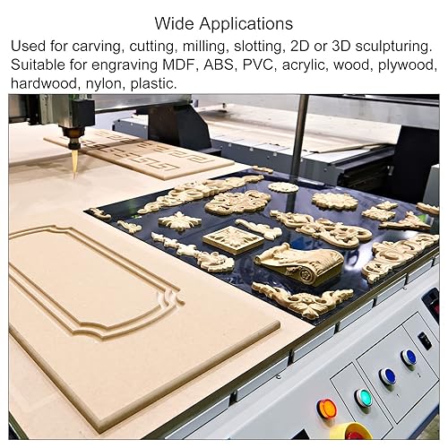 Miniatura 5 de uxcell 10 brocas para enrutador de tallado de madera, titanio recubierto de carburo sólido CNC grabado en V brocas de ranura de 18 pulgadas 0.125