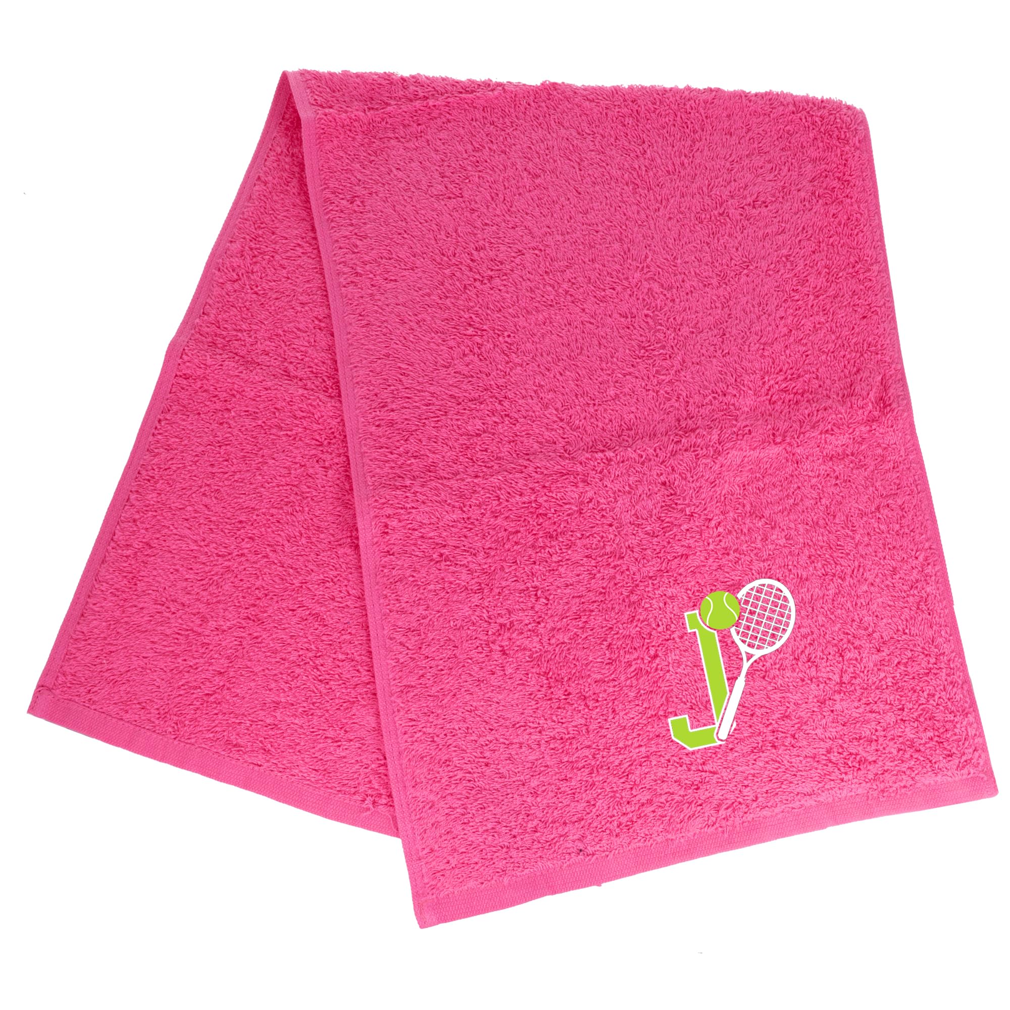 Always Looking Good Tennis Towel with Monogrammed Embroidery Initial Gift for Men & Women, Training Accessory Gift, Gym Towel Present for Tennis Players Birthday, Retirement, Christmas - Pink, J