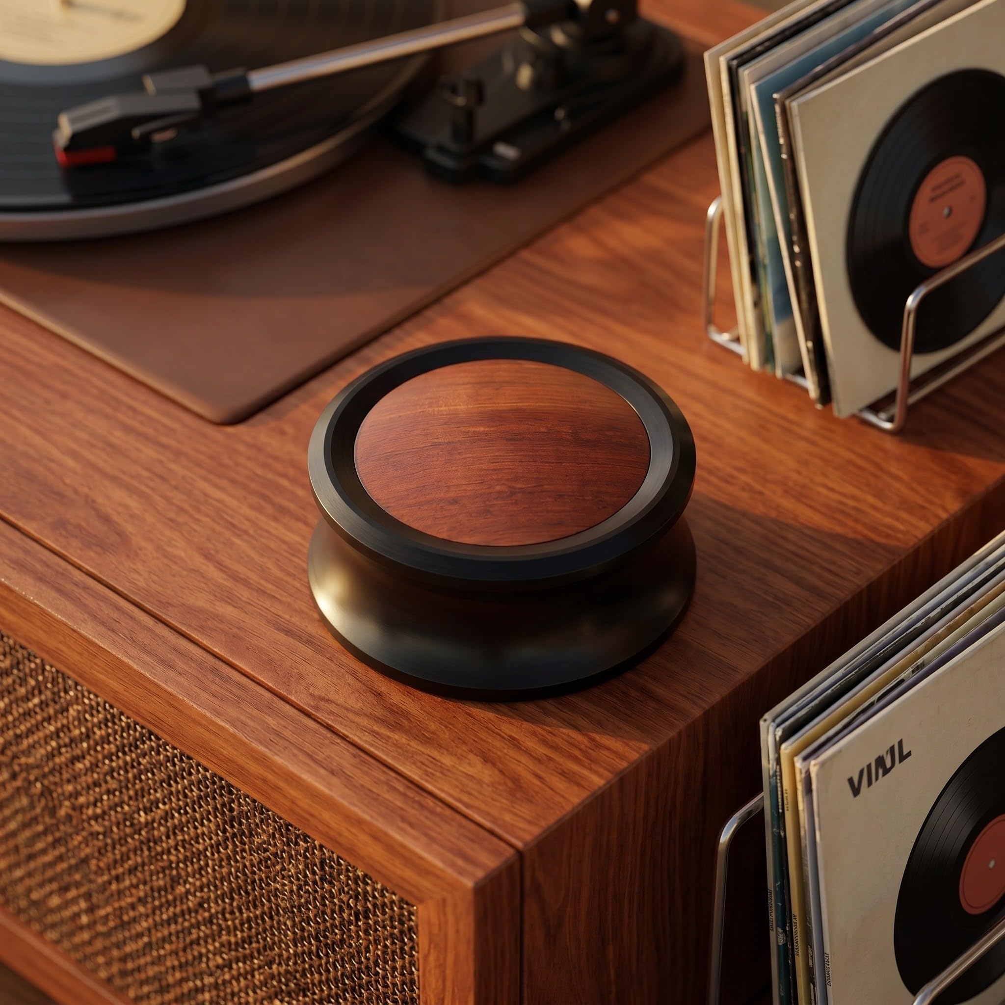 Housoutil Stabilizzatore in Alluminio e Legno, Riduce e Errori, per Disc e Turntable Durante Feste Musicali