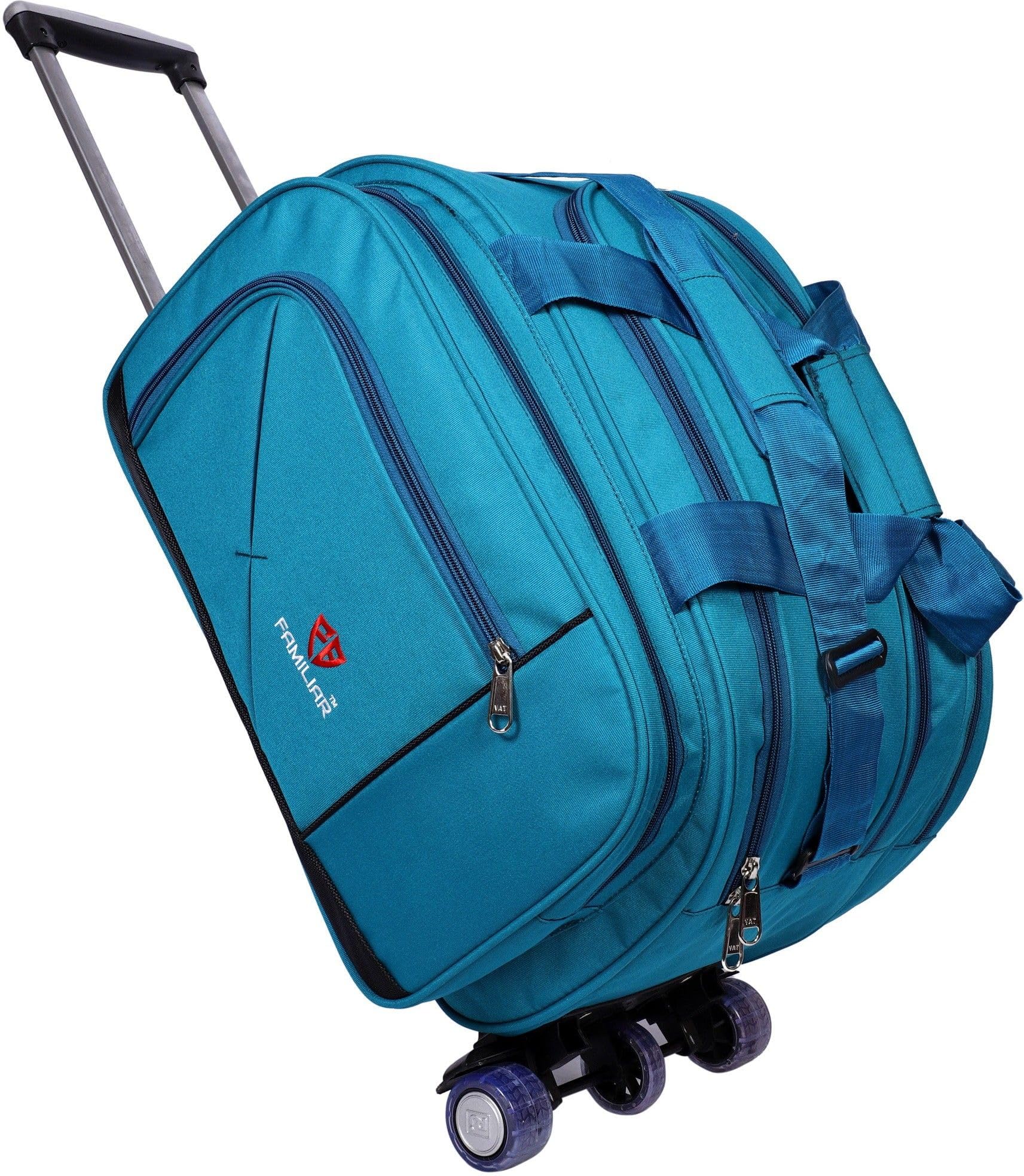 Urban Travel Luggage Duffel Trolley Bag with Wheels | Polyester | 70 L | Teal | Expandable | Lightweight | Travel & Luggage-picture-24