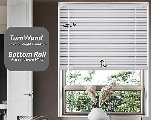 Miniatura 5 de Mini persianas inalámbricas de filtrado de luz para ventanas, persianas horizontales de vinilo, persianas de 1 pulgada, fácil de instalar (blanco,