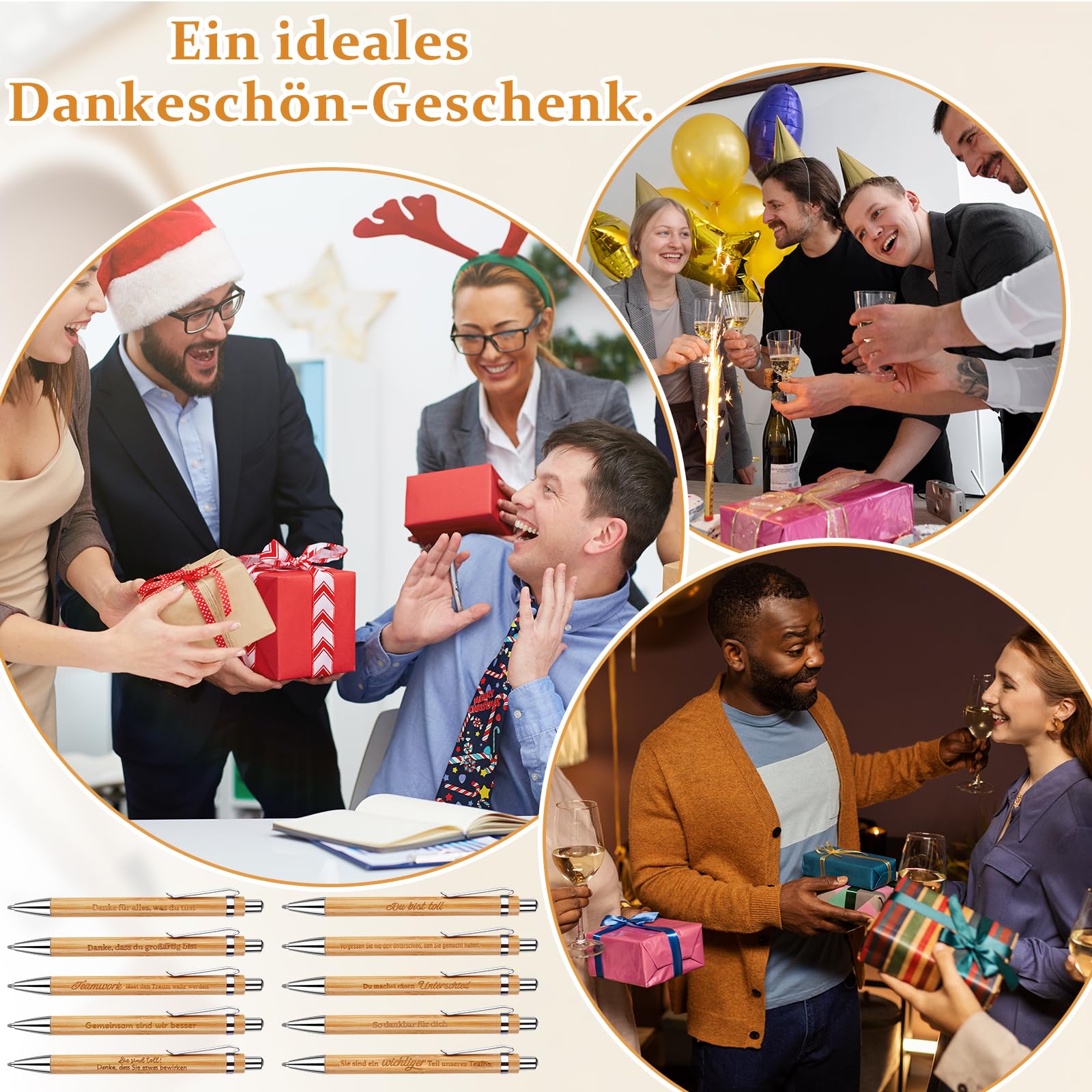 12 Sets Glücksstift Geschenke - Motivierende Kugelschreiber Mit Schlüsselanhänger & Beutel