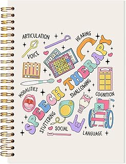 Preppy Speech Therapy Spiral Notebook, Speech Language Pathologist SLP Gifts, Therapy Journal for Therapists Therapists Counselors Social Workers, Audiologist Journal for Women, 5.5x8.3