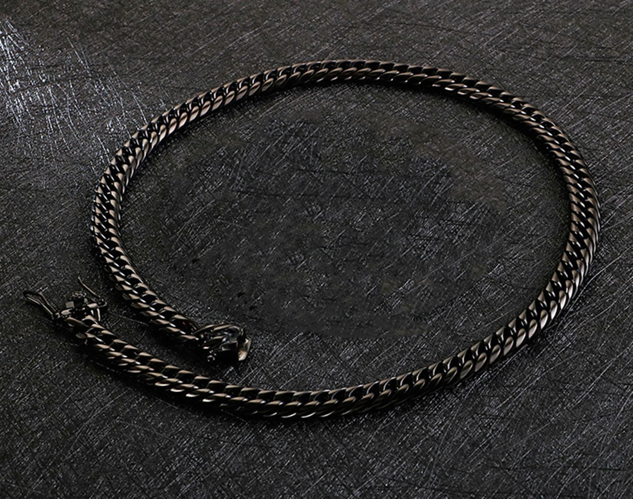 Catena a maglia barbazzale in acciaio inox 50-76 cm, collana da uomo oro/argento/nero da uomo in metallo collo largo 9 mm catena gioielli
