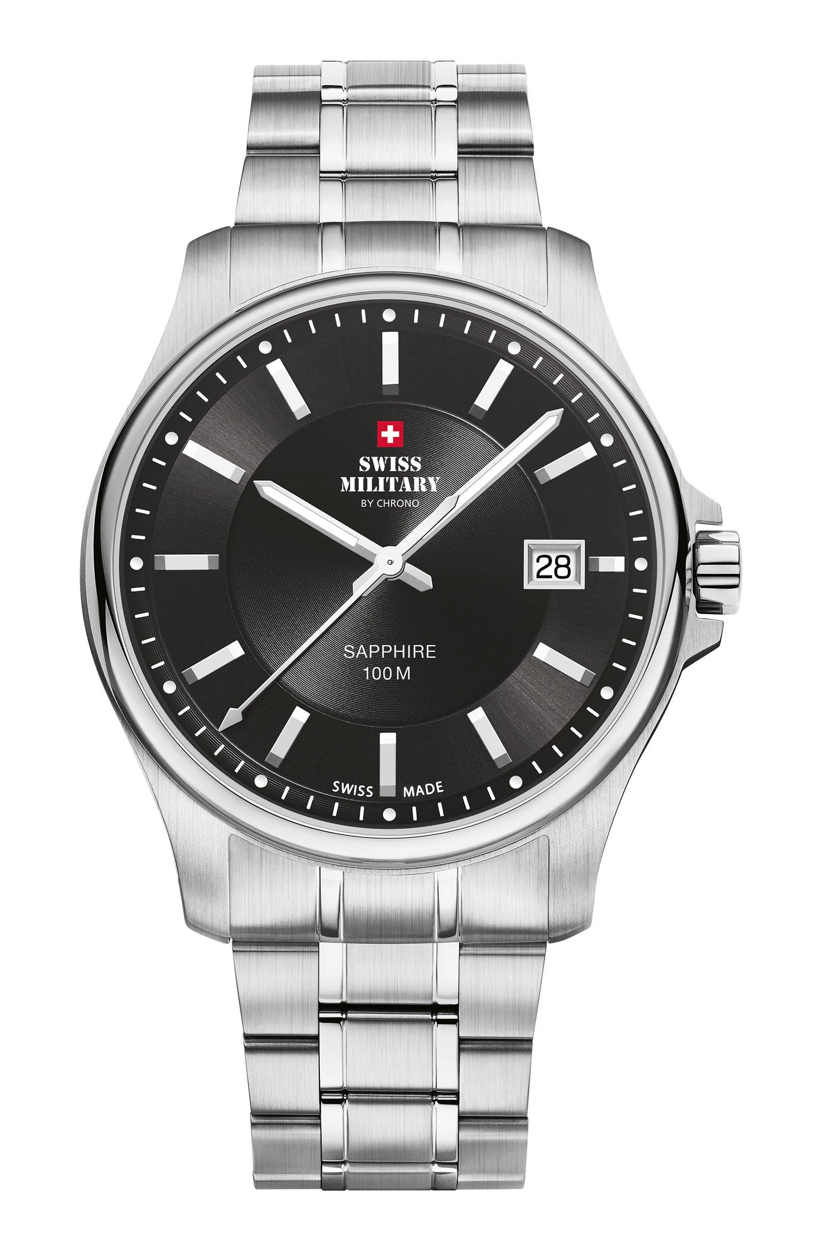 Swiss Military by Chrono Herren Uhr Armbanduhr Quarzwerk mit Edelstahl Metallarmband oder Lederband Analoge Herrenuhr SM30200