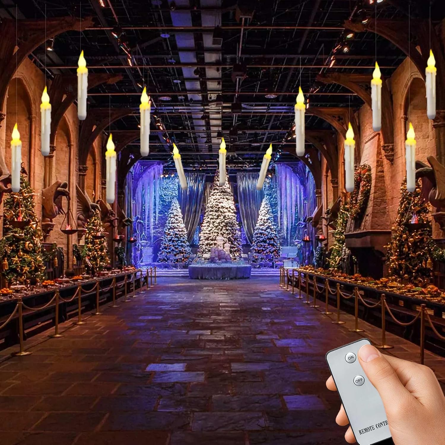 12 Pack LED Taper Candles Battery Operated with Remote, Flameless Flickering Halloween Floating Candle Lights Outdoor Electric Fake Candle Bulk for Chandelier Holder Christmas Party Decorations image 4