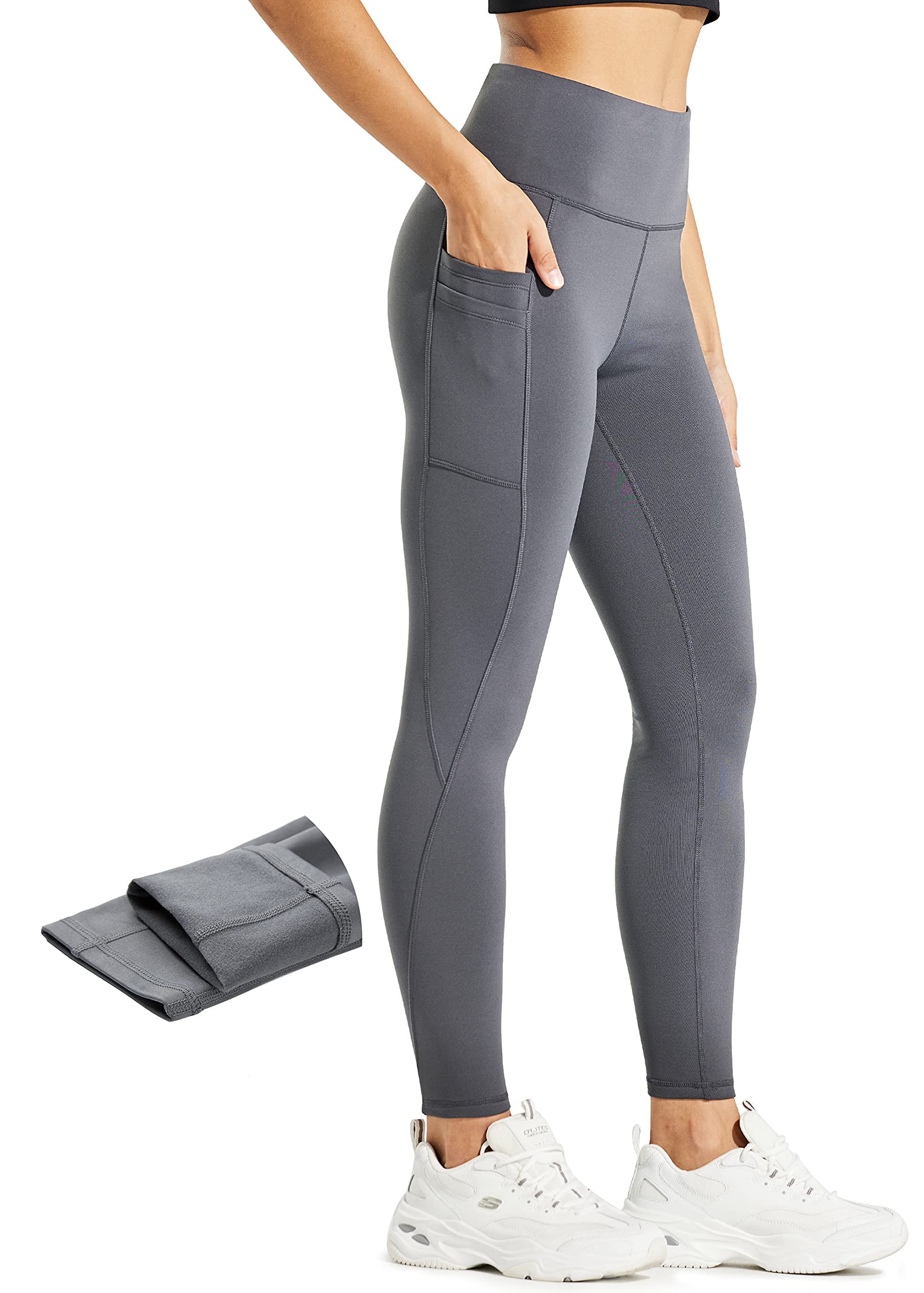 Comallan Leggings Termico Donna Invernali Impermeabili Pantalone per Corsa Trekking Yoga Neve Fitness Sport Foderati in Pile e con Tasche