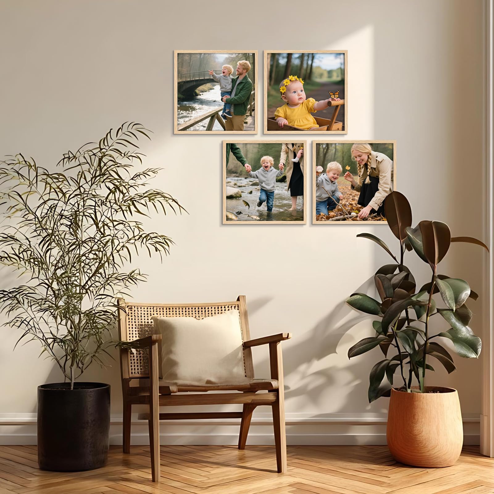 Giftgarden, Fotolijst, 30 x 30 cm, natuurlijke houtkleur, PVC-wand- of tafelframe, decoratie voor thuis, 1 stuk