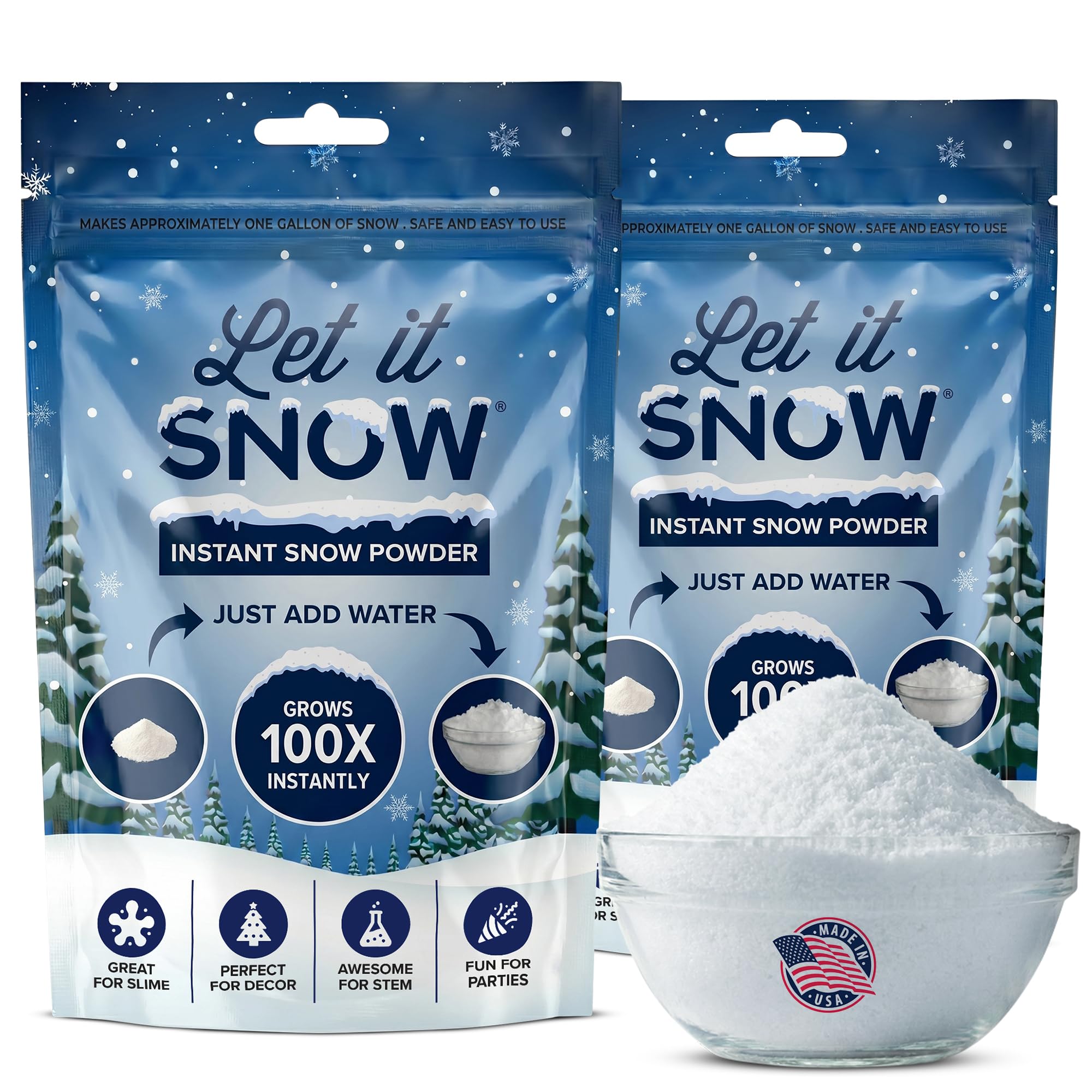 Instant Fake Snow for Slime Made in USA Safe &amp; Easy Artificial Snow Powder