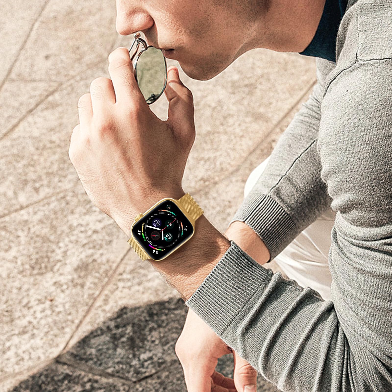Higgs Cinturini Compatibile con Cinturino Apple Watch Ultra 3/2/1 49mm 46mm 45mm 44mm 42mm 41mm 40mm 38mm,Magnetiche Regolabili Doppie per iWatch Serie 11 10 9 8 7 SE 6 5 4 3 2 1,Maglia Milanese