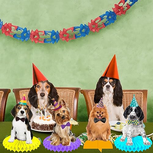 Miniatura 6 de 13 piezas de centro de mesa de panal para perros y bebés, suministros de fiesta de cumpleaños para mascotas, decoración de mesa para fiesta de