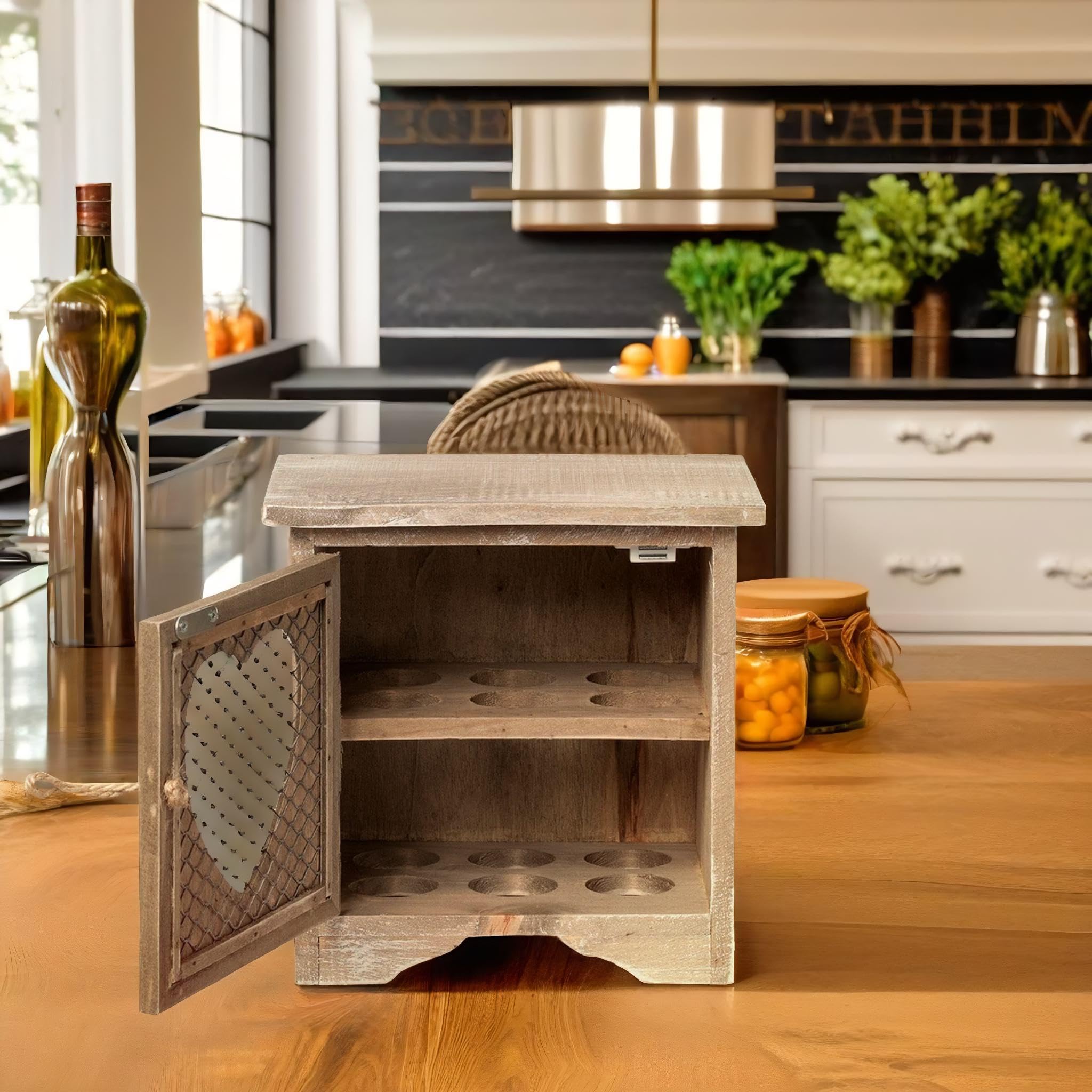 Porte-œufs rustique – Maison de rangement pour comptoir de cuisine – Finition en bois gris avec motif de ferme – Organiseur pouvant contenir 12 œufs