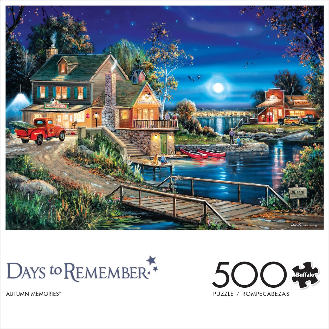 Buffalo Games - Days To Remember - Autumn Memories - 500 Piece Jigsaw Puzzle , Blue,Red, Brown , 21.25"L X 15"W