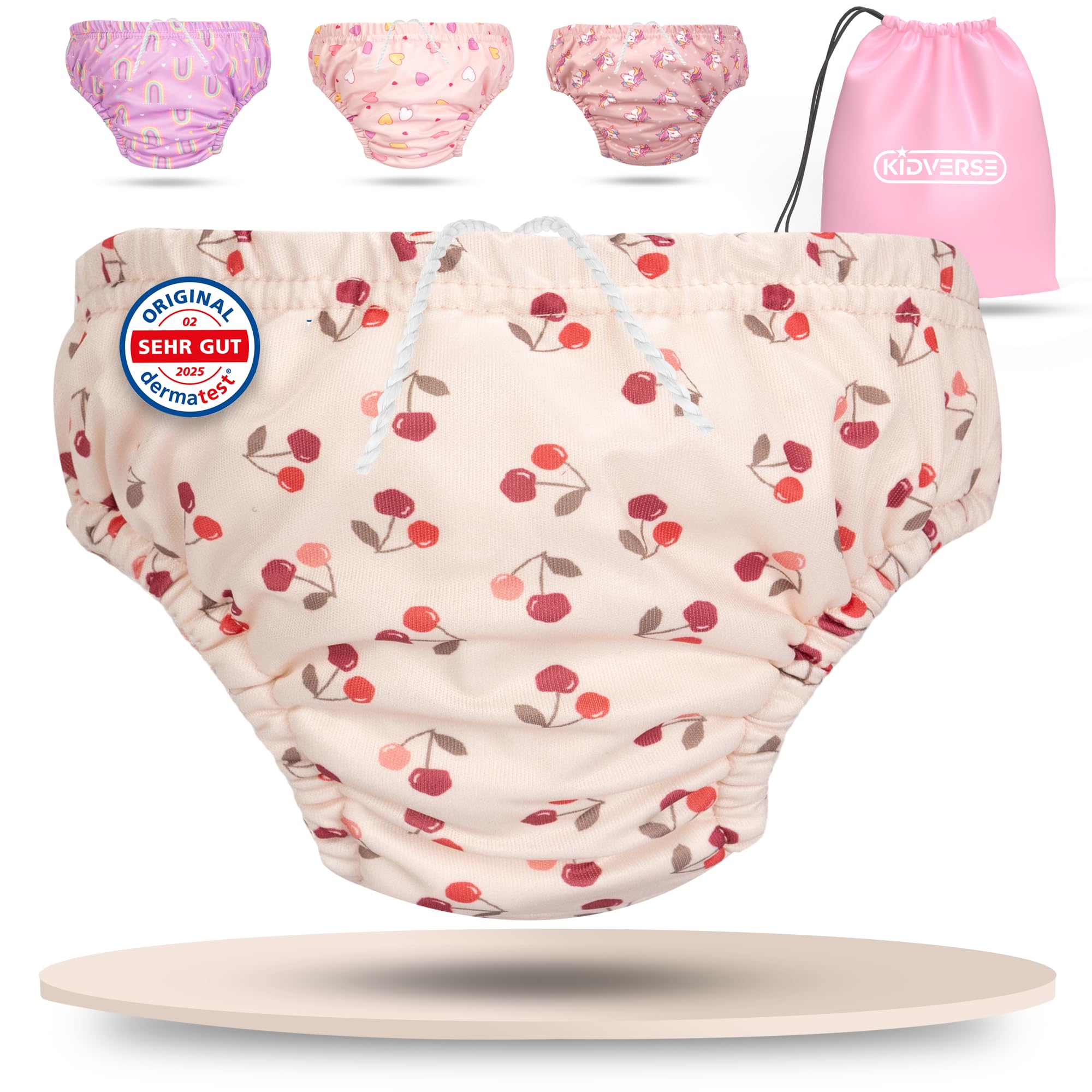 KIDVERSE Schwimmwindel Baby Badehose ab 1 bis 2 Jahre - Hautfreundliche Schwimmwindeln wiederverwendbar & saugstark - Badewindel Baby Schwimmhose inklusive Tragetasche