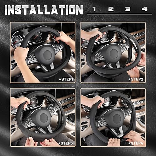 Miniatura 6 de SEG Direct funda universal para volante de automóvil de cuero de microfibra 15pulgadas