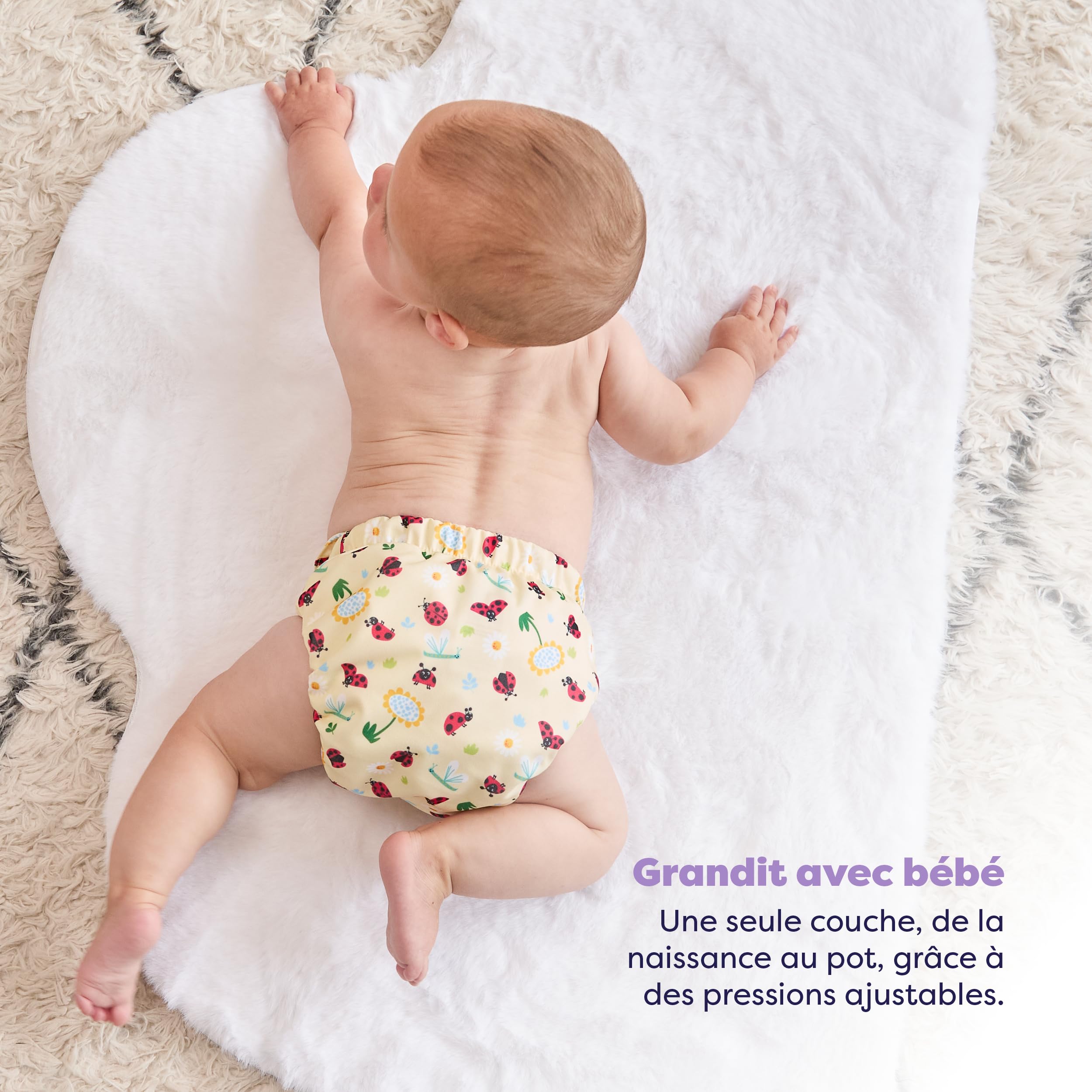 Bambino Mio Couche Lavable Révolutionnaire – Lot de 5 couches tout-en-un évolutives dès la naissance (FÊTE AU JARDIN) | Comprend 5 inserts en bambou | convient aux nouveau-nés et aux tout-petits