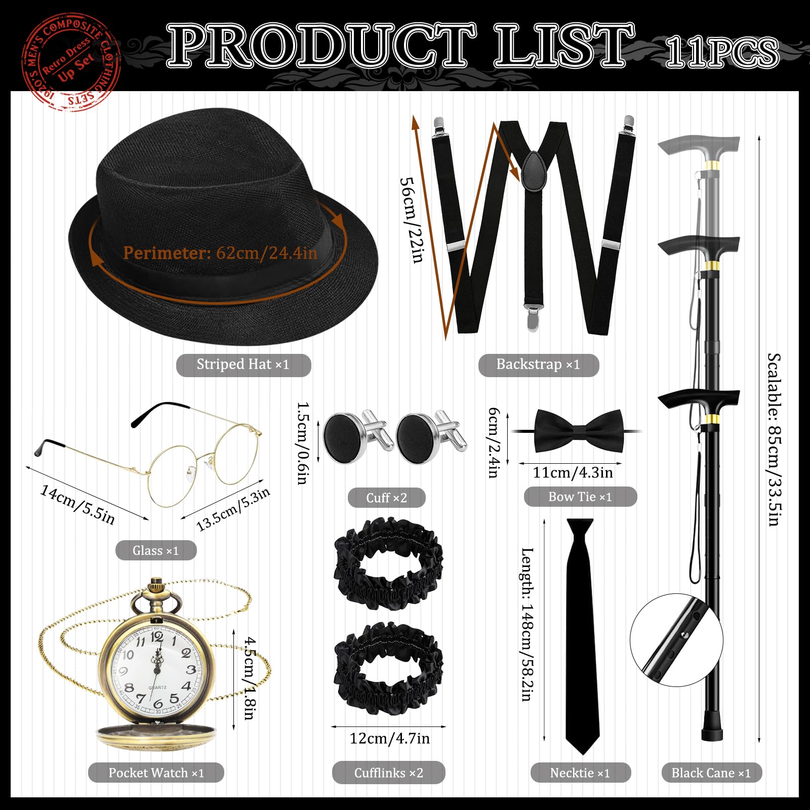 1920s Mens Costume Accessories Set - Image 2