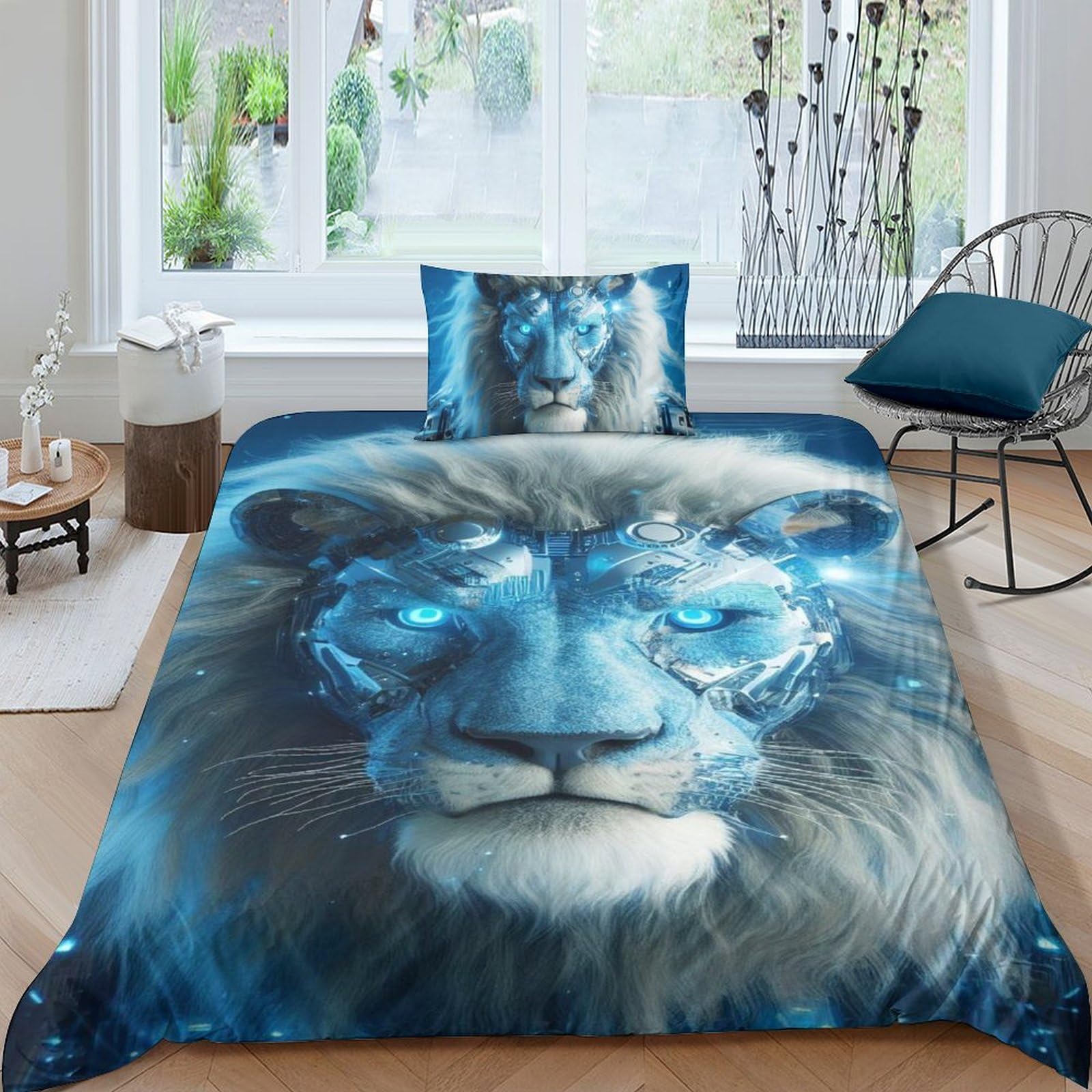 Parure de lit de literie cool lions impression 3D haute définition