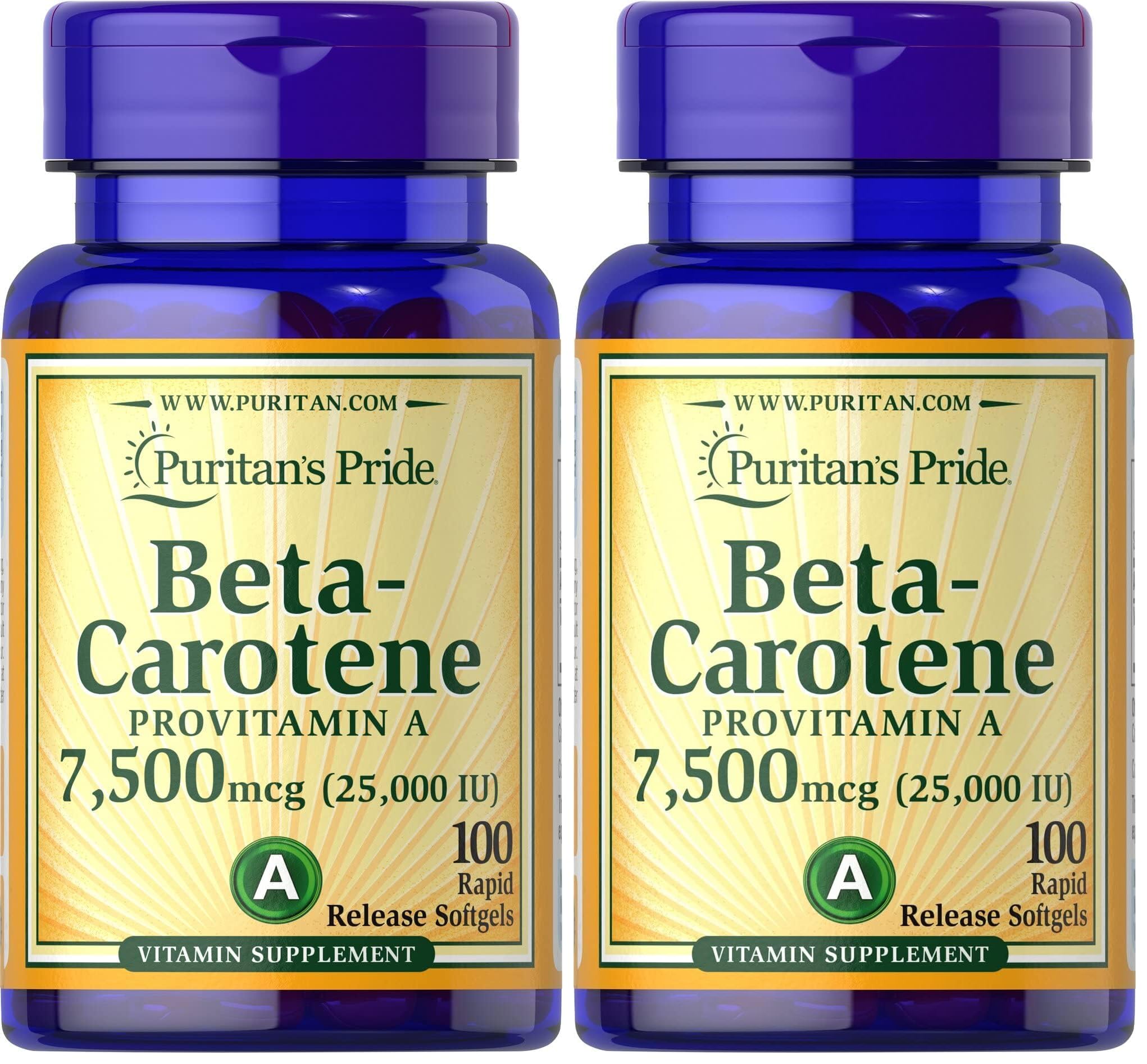 Puritan's Pride Beta Carotene for Immune and Eye Health to Support a Healthy Immune System 100 Softgels (Pack of 2)