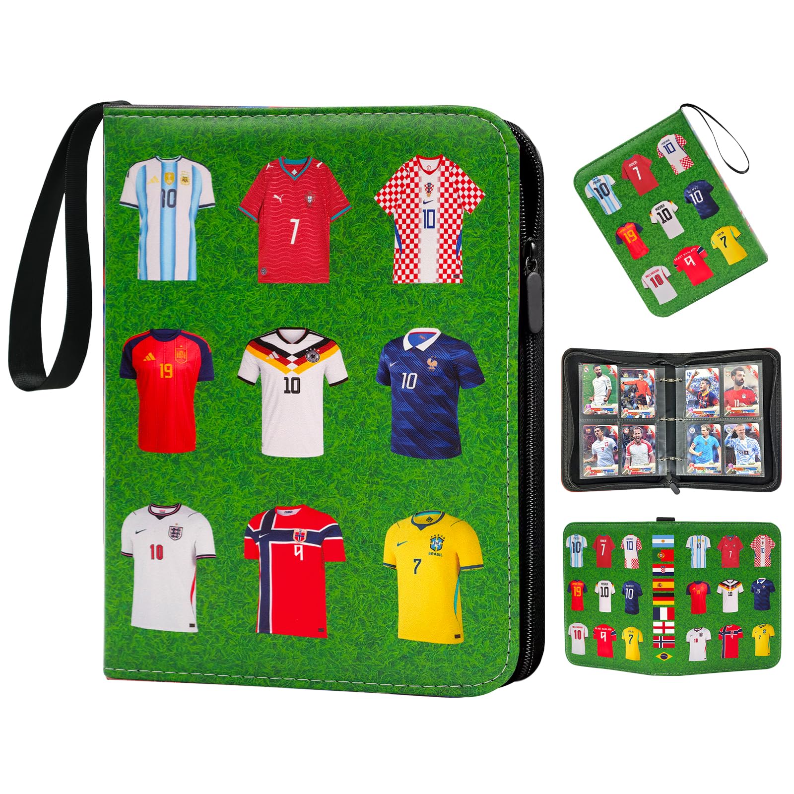 Oirigaga World Cup 2026 Football Trading Cards Album for 400 Cards, 4 Pockets 50 Sleeves Football Cards Collector Folder Collector's Book with Zip Carry Handle, Waterproof Book Folder — image 1