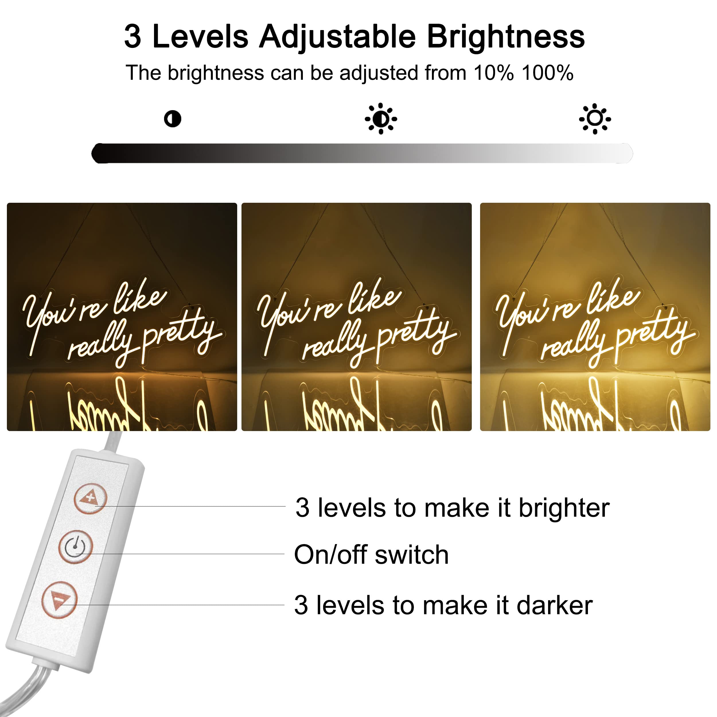 Large LED Neon Sign for Wall Decor,28 inches You are Like Really Pretty White Neon Light Signs for Engagement Party,Wedding, Birthday Party,with Dimmable Switch