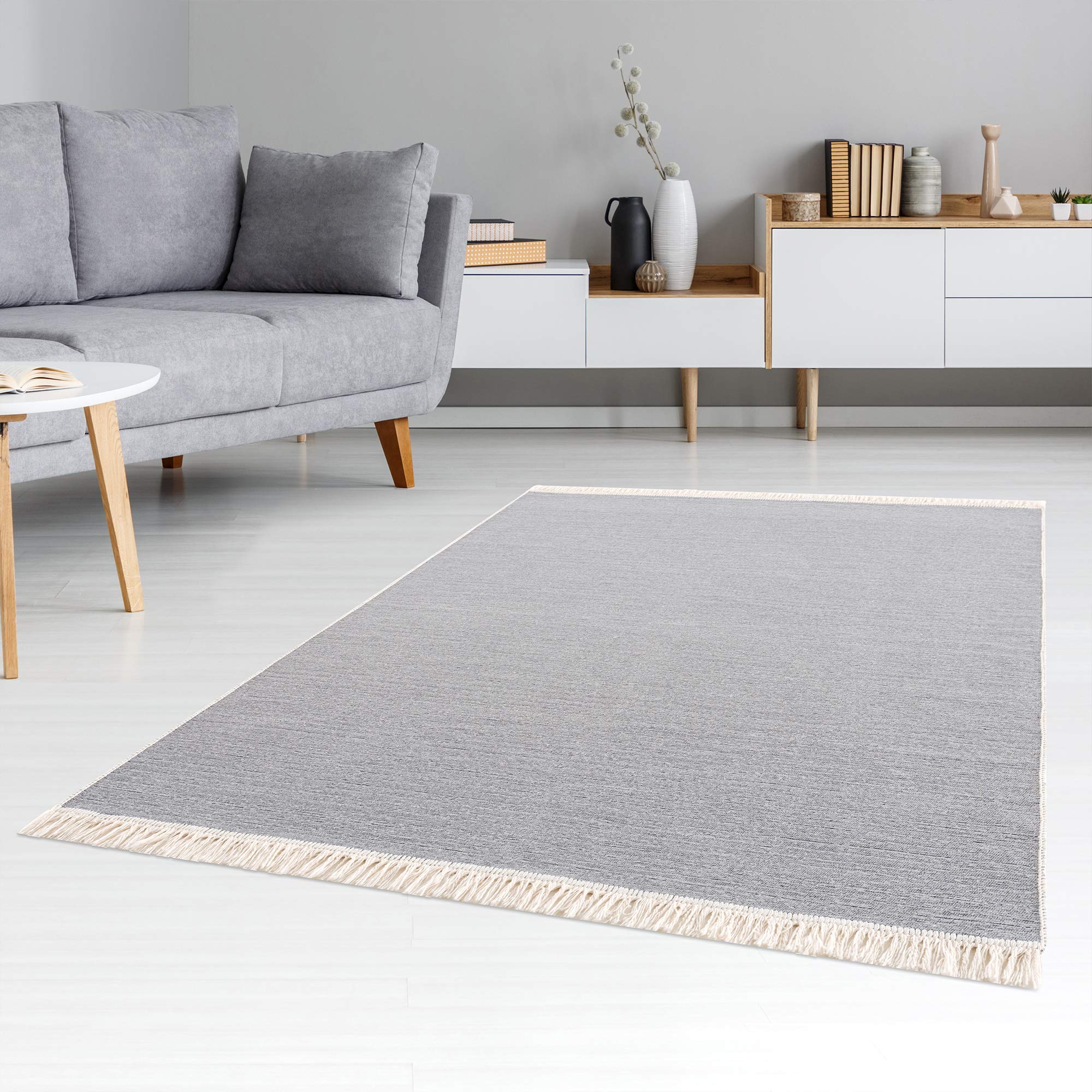 Jimri Fashion4Home Rug Runner - Boho Kilim Rug, Light Grey, 150 x 80 cm, Lightgrey, 150 x 80 cm (Rectangular) - Image 2