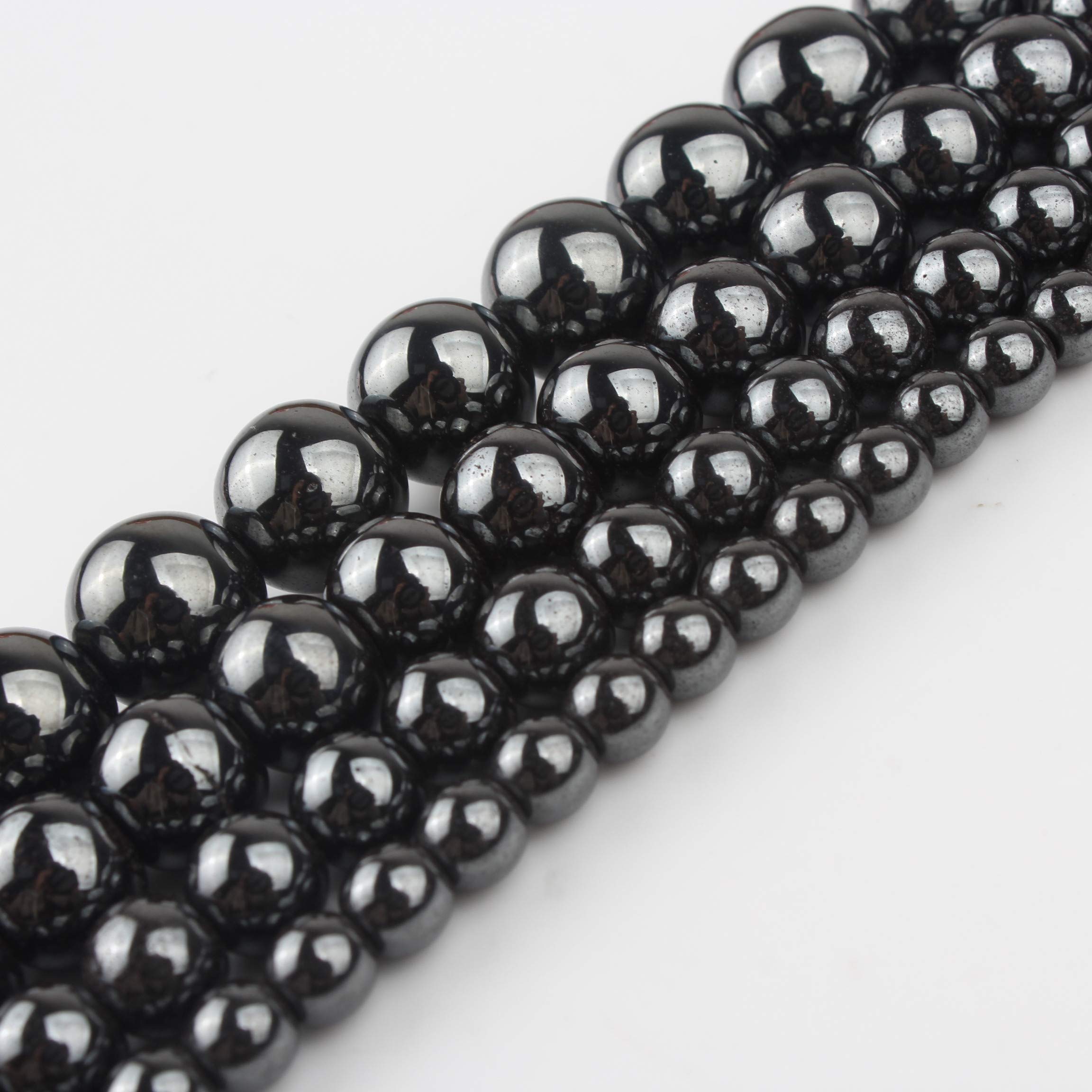 Yochus 60pcs Black Hematite Beads，6mm Healing Power Natural Stone Round Loose Beads for Jewelry Making Earring Necklace DIY Crafts