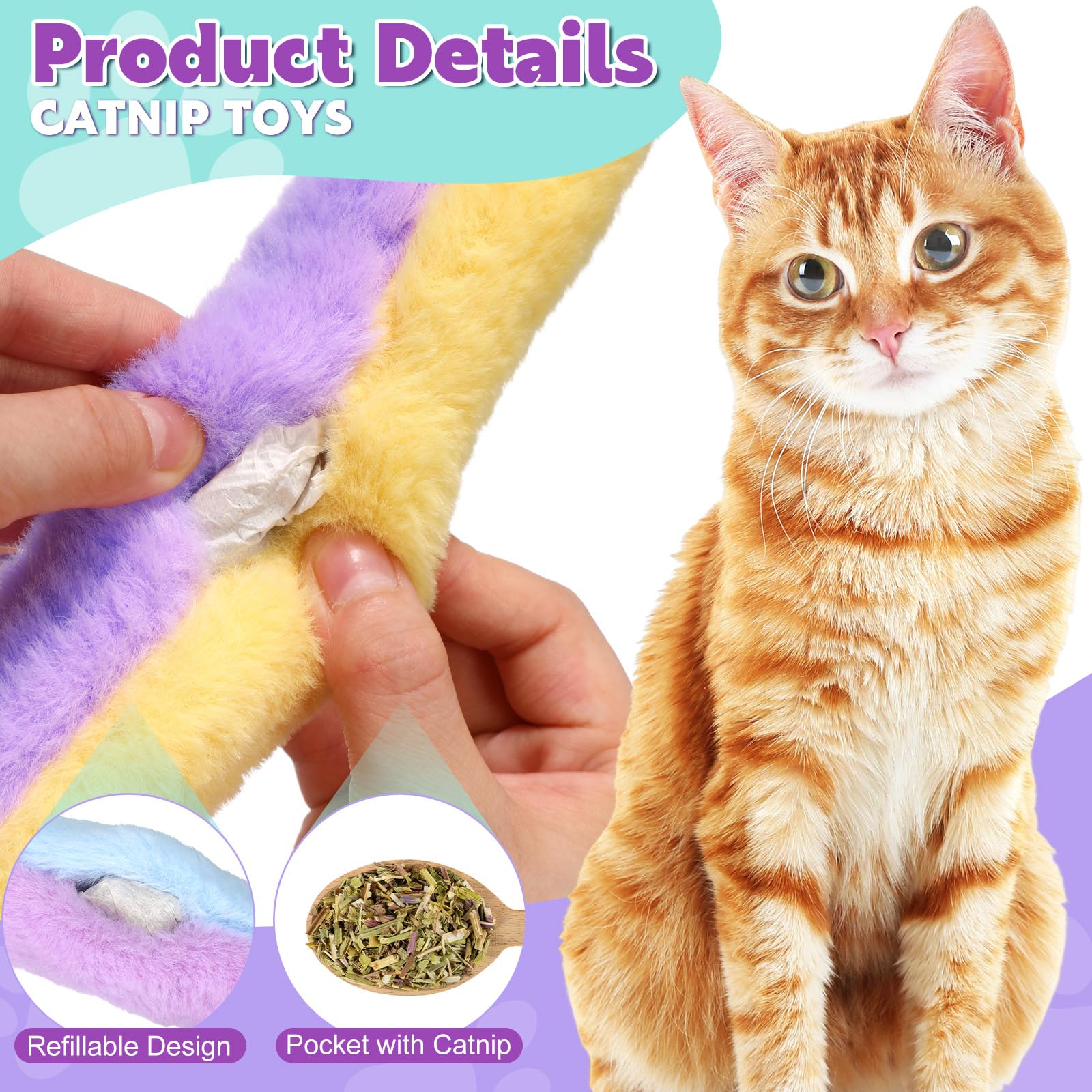 Paquete de 12 juguetes de hierba gatera a granel recargables para gatos, juguetes de hierba gatera, juguetes para gatos con hierba gatera, juguete interactivo para masticar gatos suaves y