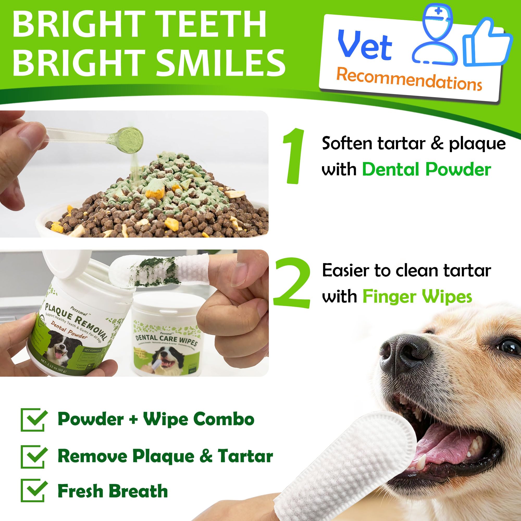 Dental Care Wipes for Dogs and Cats, 50 Count, Teeth and Gum Cleaning, Plaque and Tartar Removal - image 3