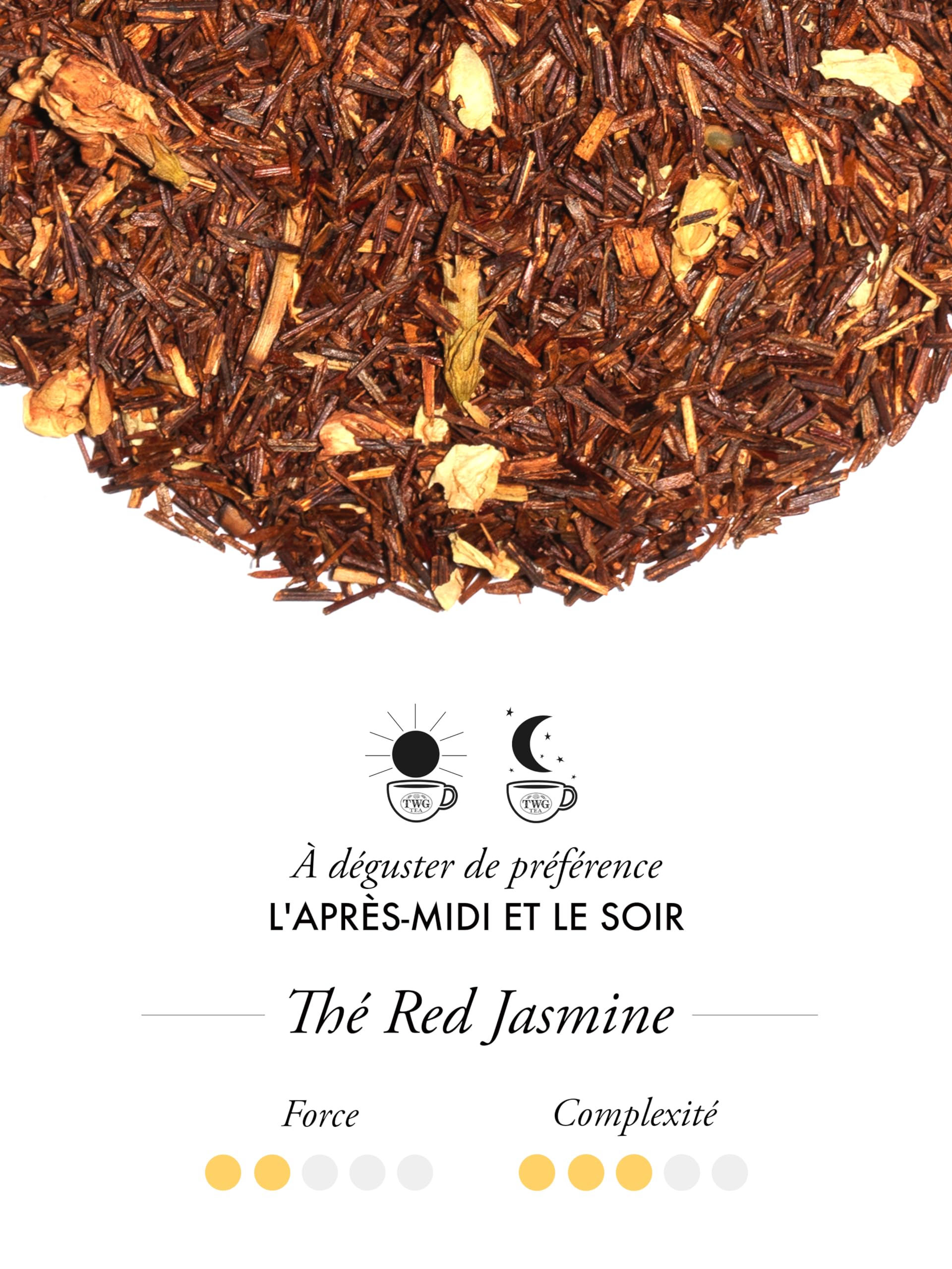 TWG Tea | Red Jasmine Tea | Thé Rooibos | Fleur de Jasmin | 15 Sachets de Thé en Coton Cousus à la Main | Coffret Cadeau
