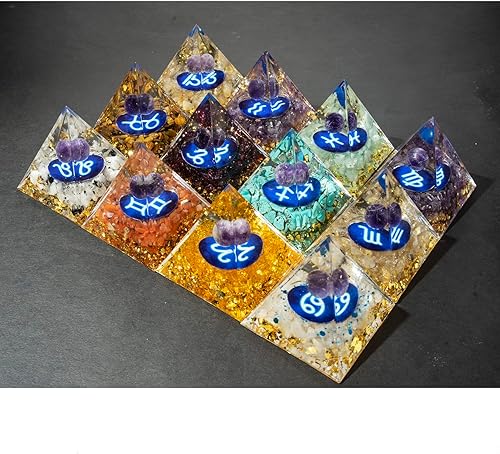 Miniatura 5 de Pirámide de orgón, pirámide del zodiaco, pirámide de cristal curativo de energía para la salud, éxito de la suerte, decoración del hogar, regalo (2