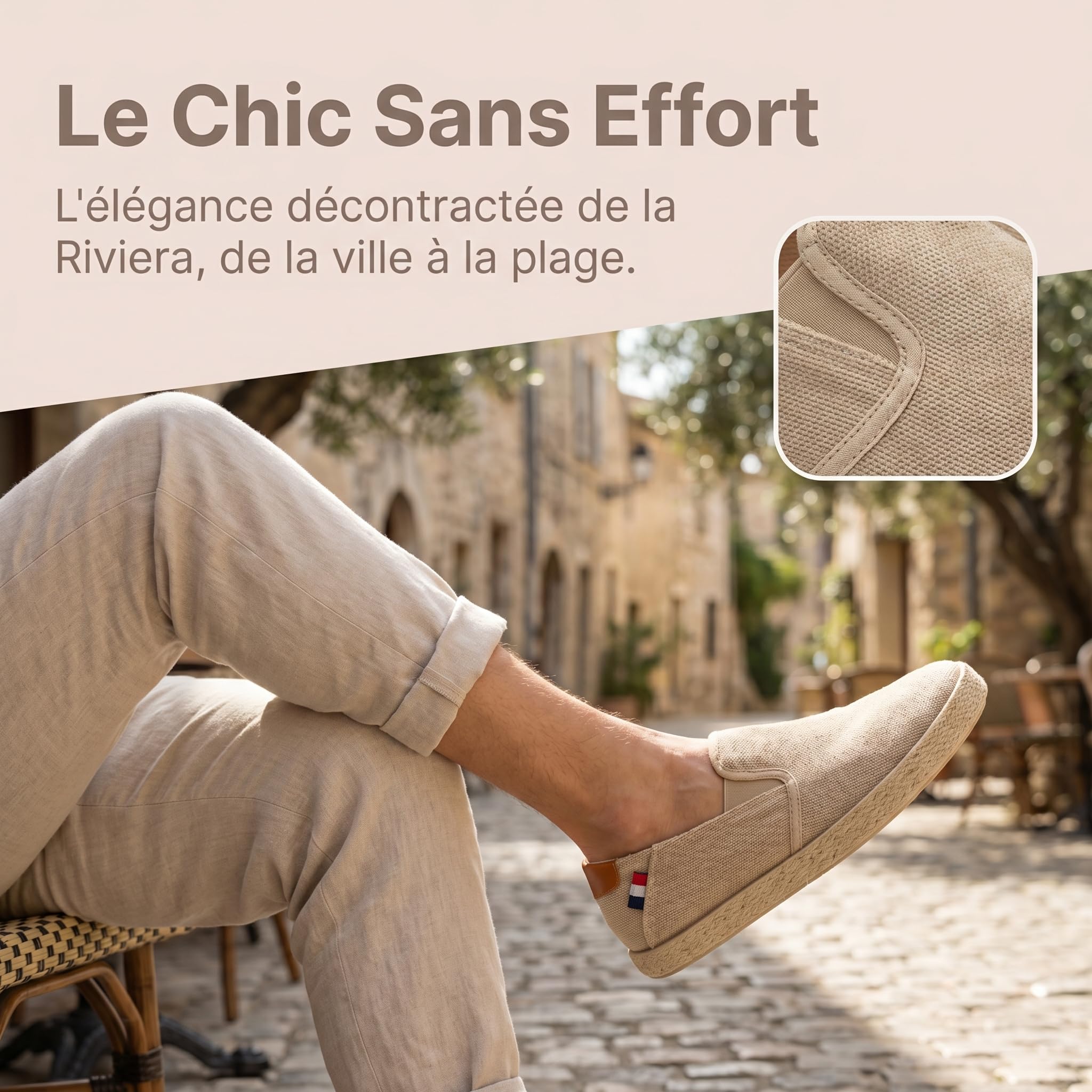GLAMORA Espadrilles Homme Toile Respirante Slip on Été Léger Confort Chaussures Plates Semelle Corde Antidérapante Casual Élégant Mode Ville Ajustement Souple Durable