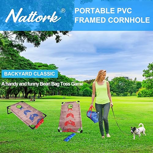 Miniatura 6 de Juego de Cornhole Portátil con 2 Tableros de Cornhole Plegables, 8 Bolsas de Frijoles de Cornhole y Estuche de Transporte para Juego de Lanzamiento