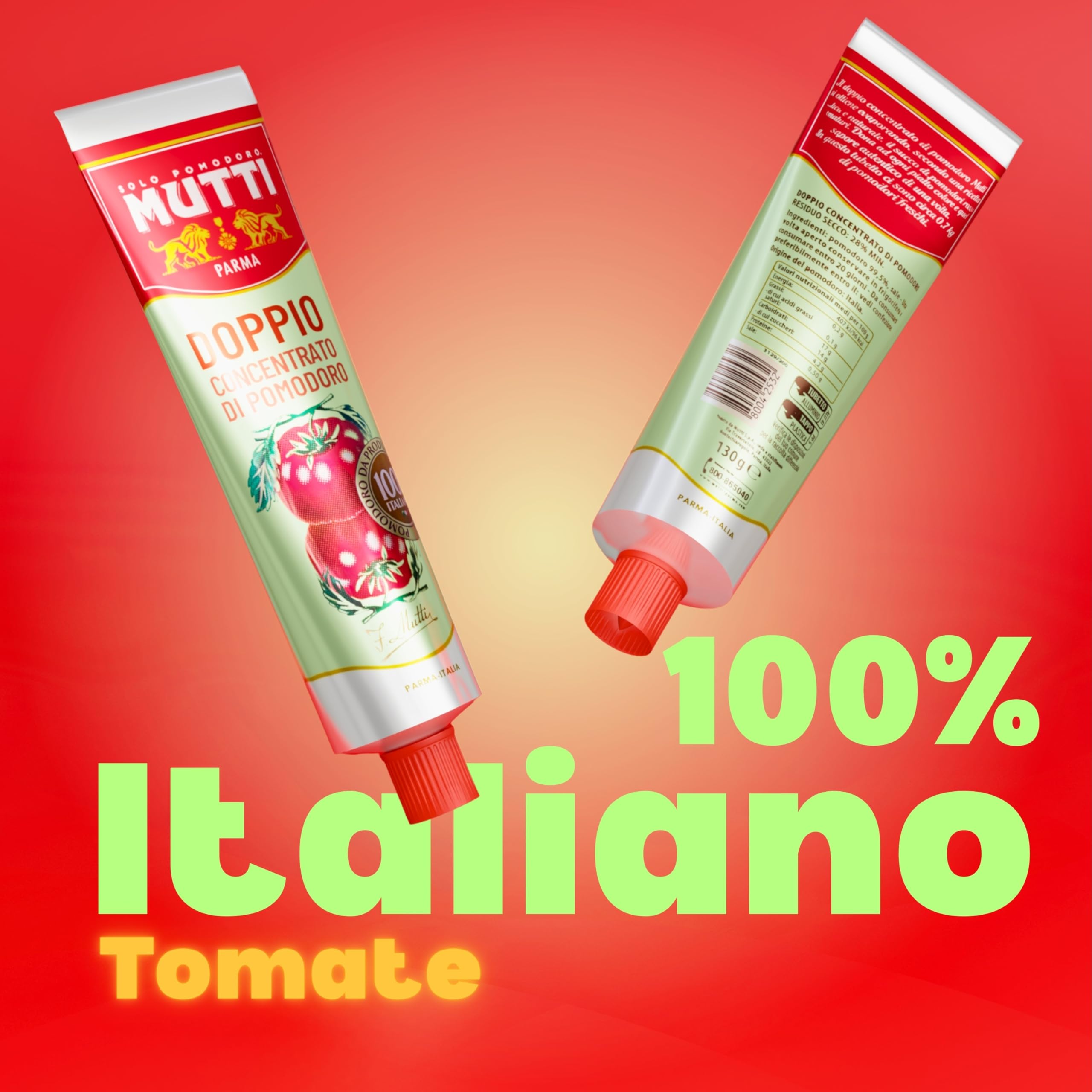 Mutti 130g - Doble Concentrado de Tomate - Importado de Italia (Pack de 4)