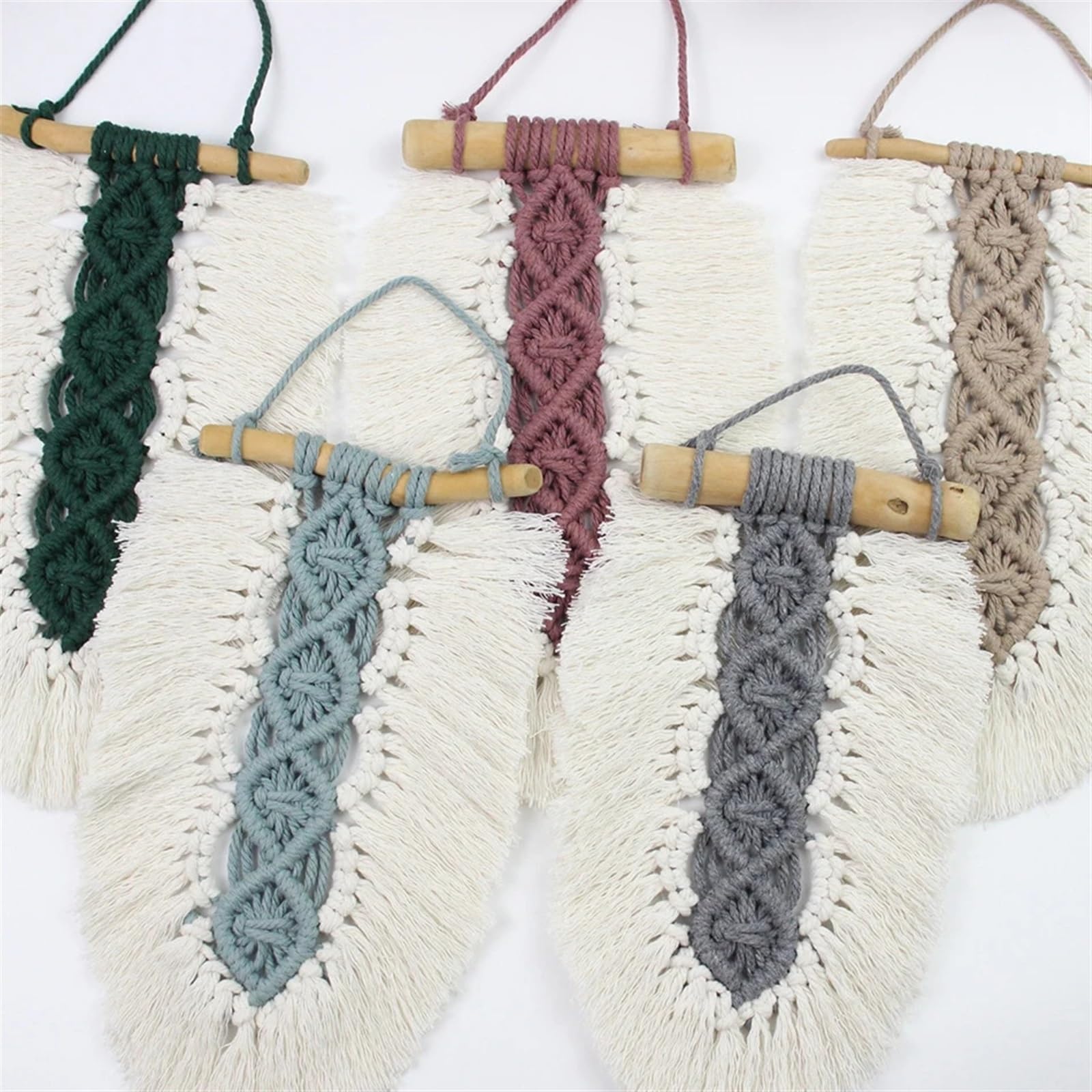 Kit De Macramé Con Borlas De Bricolaje Juego de 3 macramé de tapiz de hojas con Tutorial for principiantes, tapiz decorativo de elementos de hojas, decoración del hogar Para La DecoracióN Del Hogar(Bl