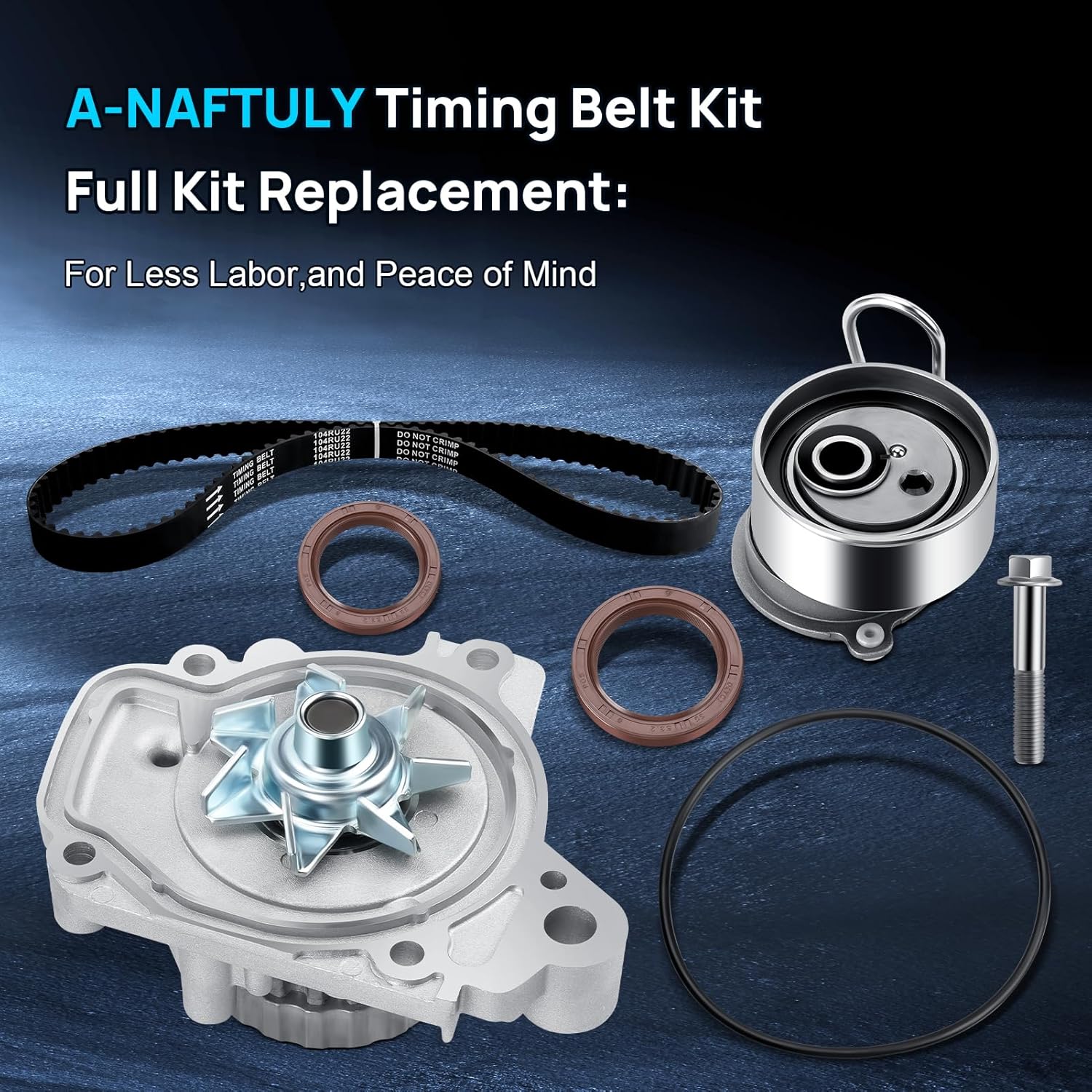 Engine Timing Belt Kit with Water Pump Tensioner Compatible with 2001 2002 2003 2004 2005 Honda Civic, 2001-2005 Acura EL, 1.7L L4 SOHC, Replace# TS26312 TBK220WP ITM312