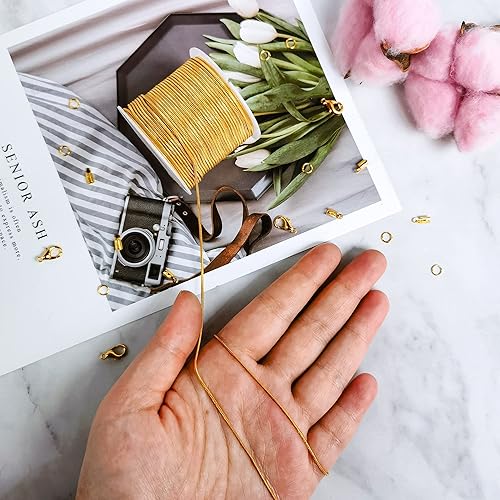 Miniatura 8 de CREATZONE Cadena de serpiente dorada de 33 pies de 0.047 in, cadena redonda de latón de serpiente con cierres de langosta, anillos de salto,