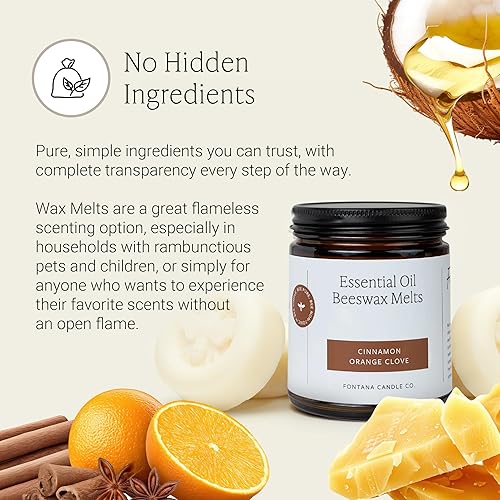 Miniatura 6 de Fontana Candle Company - Aceite esencial de clavo de canela y naranja para derretir  Hecho de cera de abeja y aceite de coco  No tóxico  Cubos de