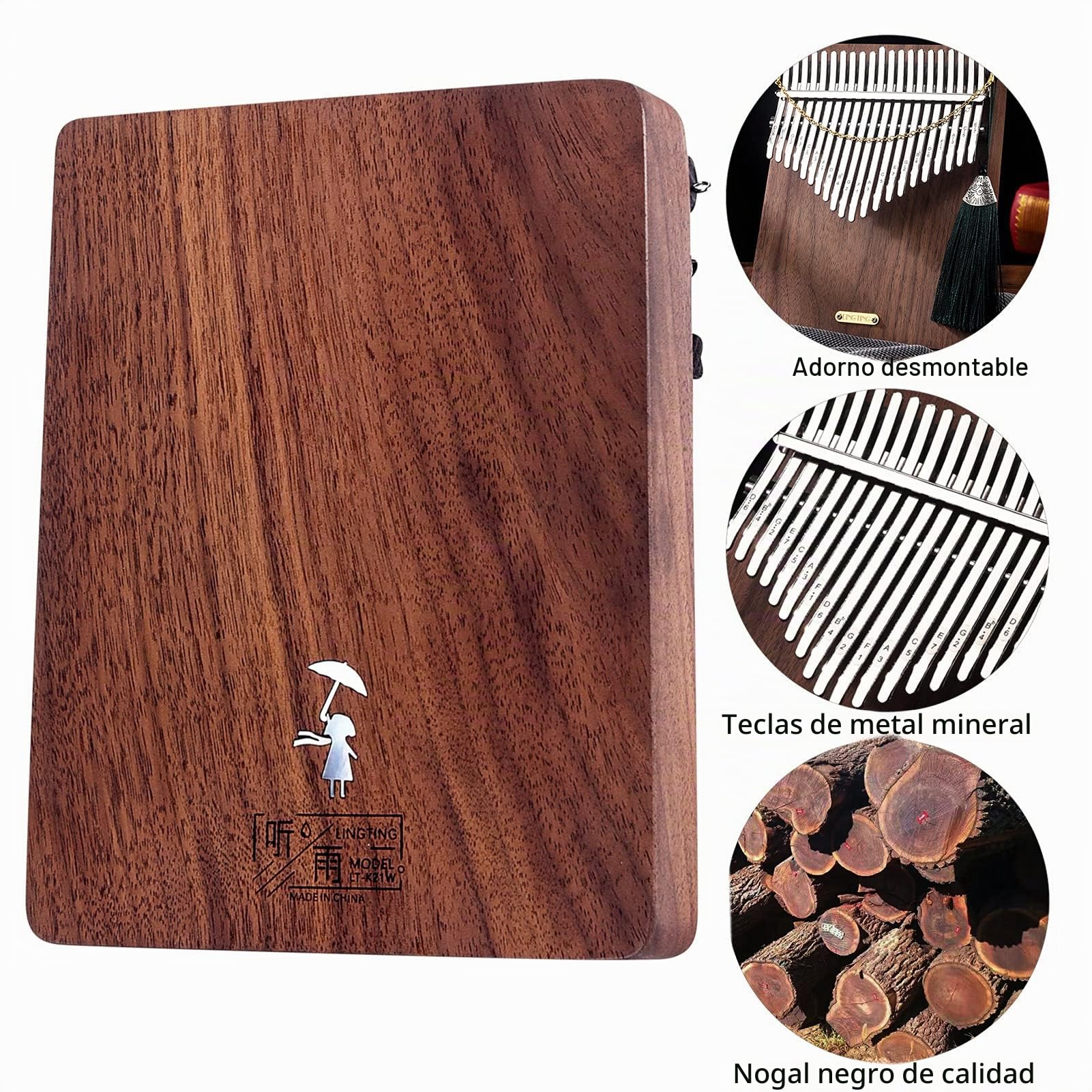 LingTing - Piano de 21 teclas Kalimba mbira LT-K21W para niños, adultos, principiantes y profesionales
